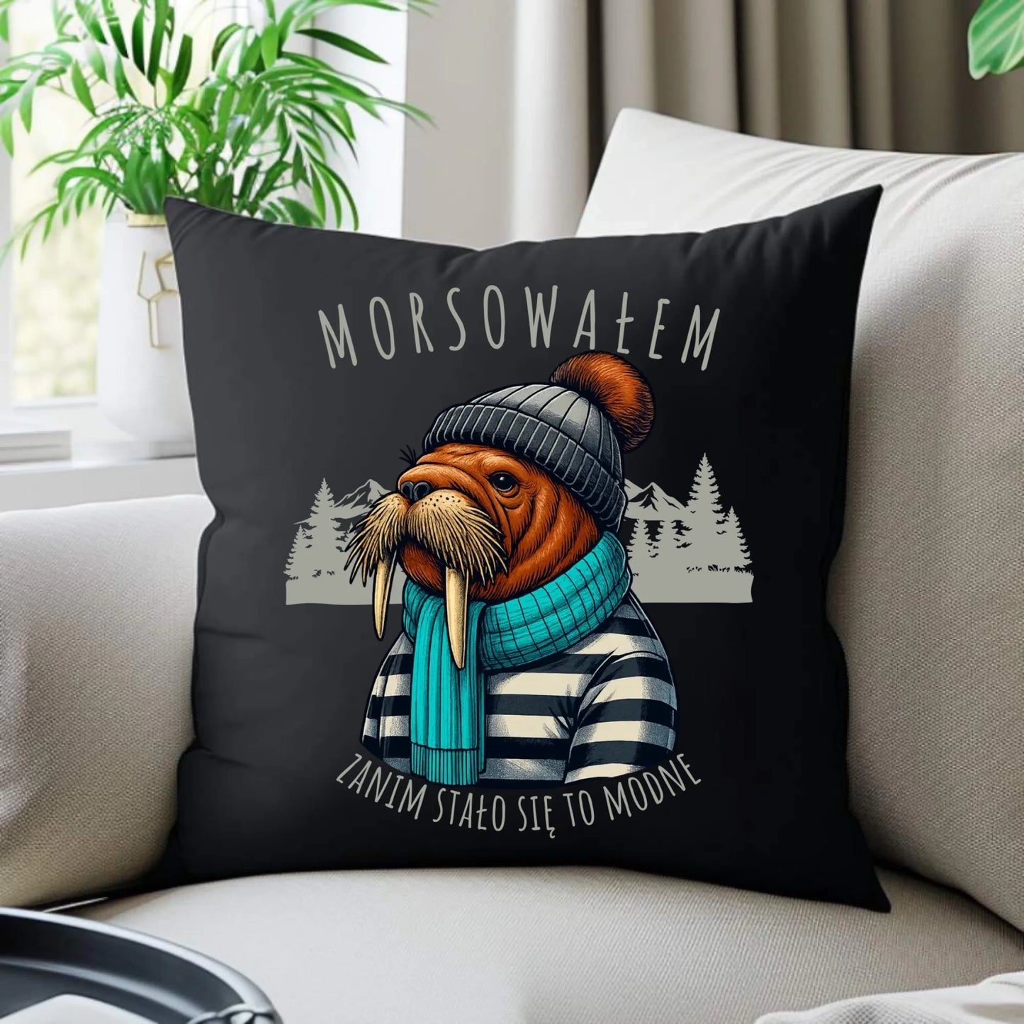 Poduszka dekoracyjna - prezent dla morsa - Morsowałem zanim stało się to modne - Mors HM08 - StoryCups.pl