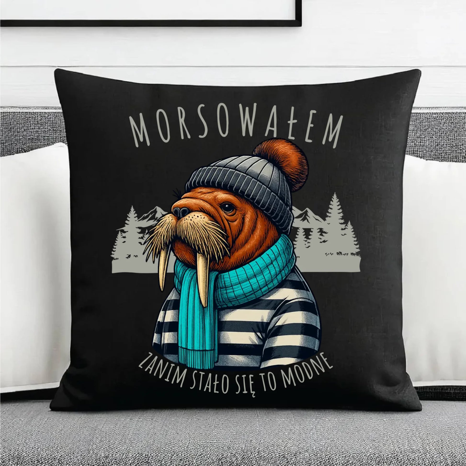 Poduszka dekoracyjna - prezent dla morsa - Morsowałem zanim stało się to modne - Mors HM08 - StoryCups.pl