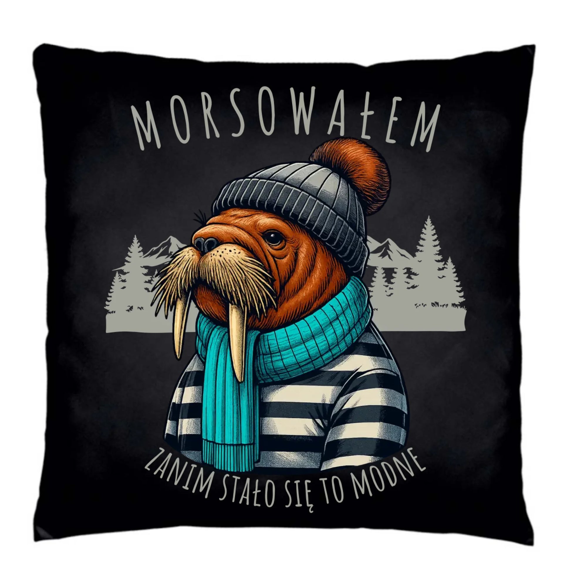 Poduszka dekoracyjna - prezent dla morsa - Morsowałem zanim stało się to modne - Mors HM08 - StoryCups.pl