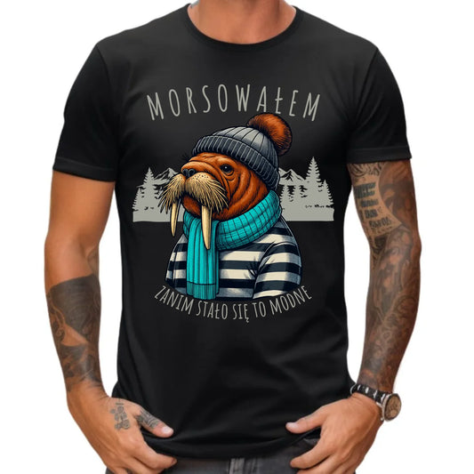 Koszulka męska - prezent dla morsa - Morsowałem zanim stało się to modne - Mors HM08 - StoryCups.pl