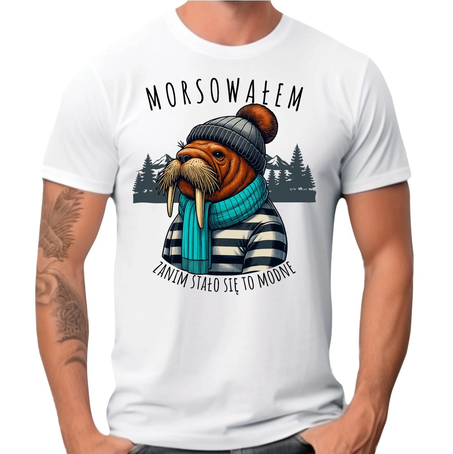 Koszulka męska - prezent dla morsa - Morsowałem zanim stało się to modne - Mors HM08 - StoryCups.pl