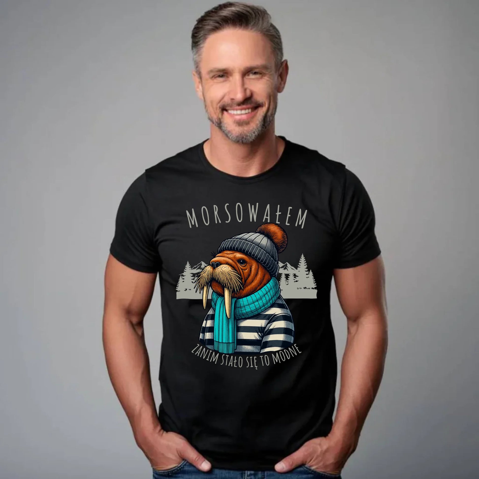 Koszulka męska - prezent dla morsa - Morsowałem zanim stało się to modne - Mors HM08 - StoryCups.pl