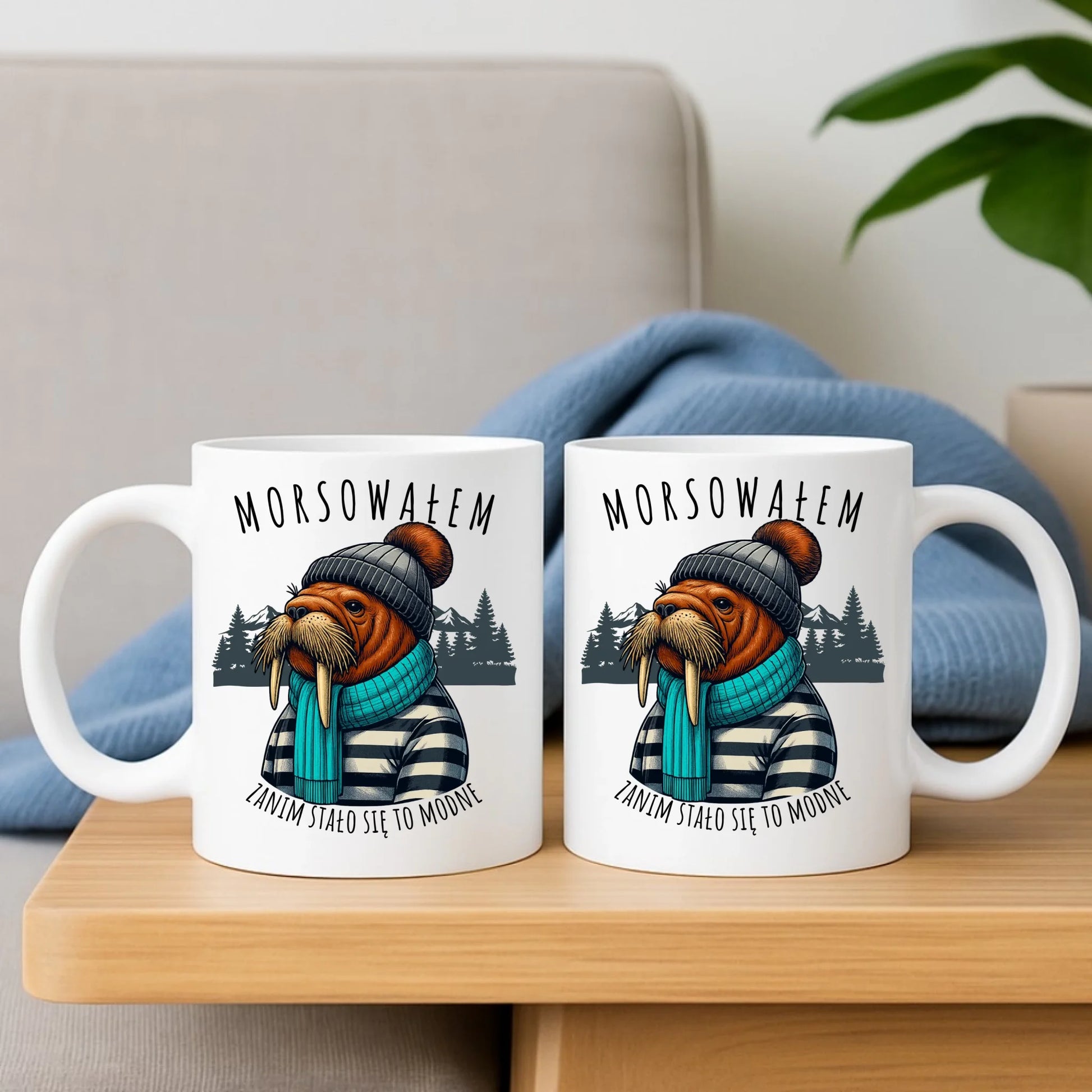 Zestaw poduszka i kubek - prezent dla morsa - Morsowałem zanim stało się to modne - Mors HM08 - StoryCups.pl