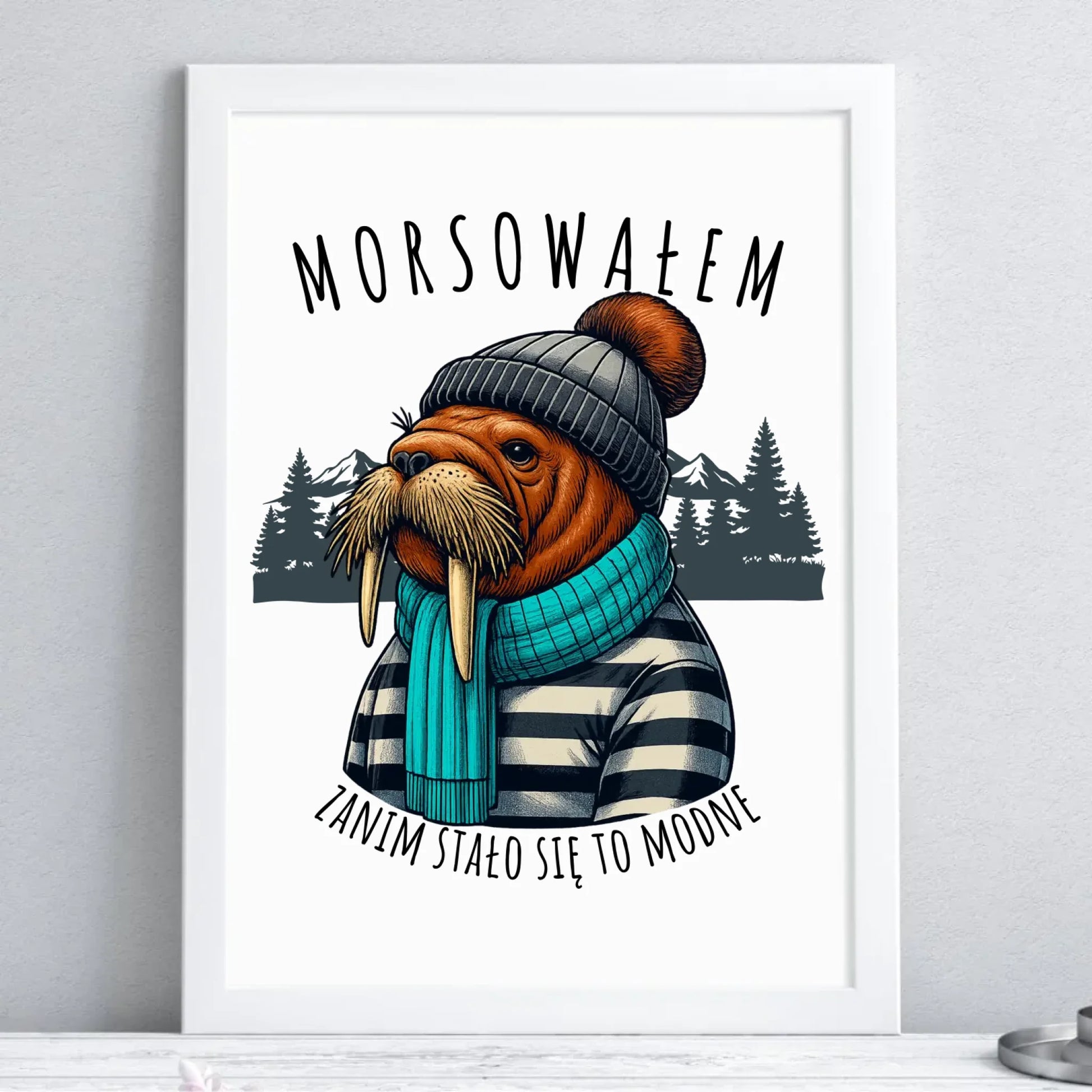 Plakat w ramie - prezent dla morsa - Morsowałem zanim stało się to modne - Mors HM08 - StoryCups.pl