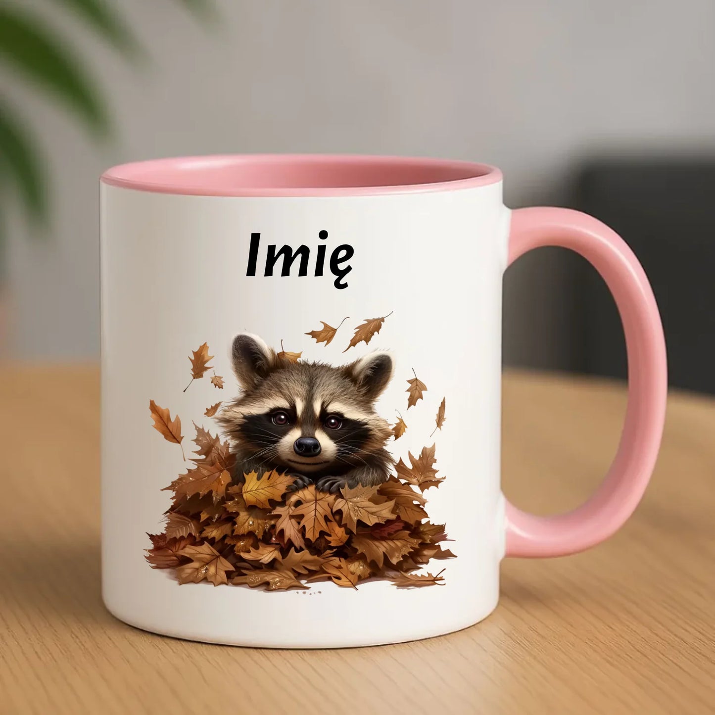 Kubek jesienny - Szop w liściach - personalizowany JS24 - StoryCups.pl