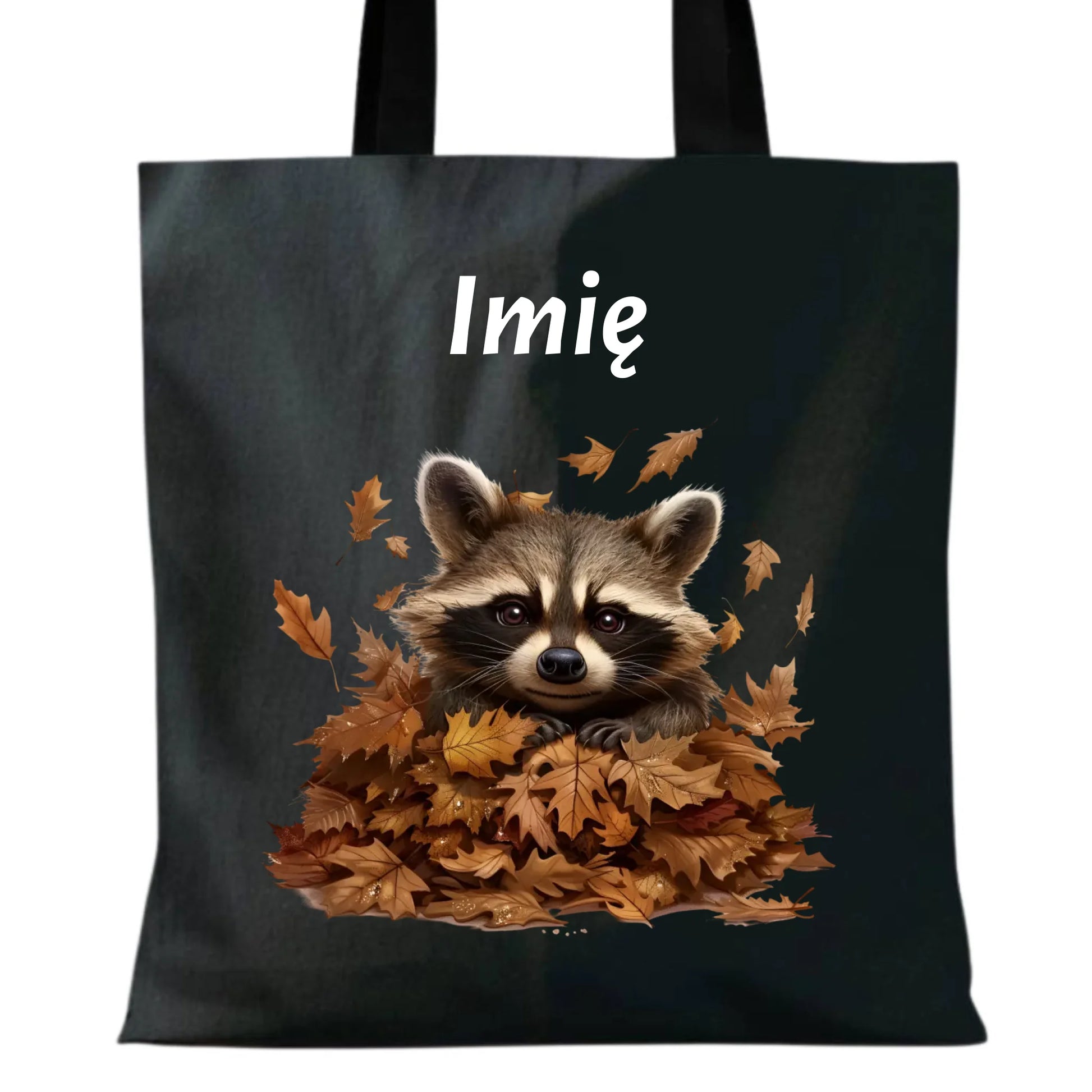 Torba jesienna - Szop w liściach - personalizowana JS24 - StoryCups.pl