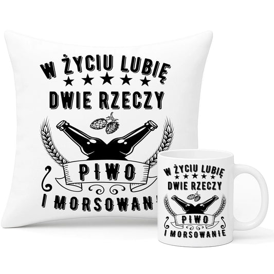Zestaw poduszka i kubek - prezent dla morsa - Piwo i morsowanie - Mors HM09 - StoryCups.pl
