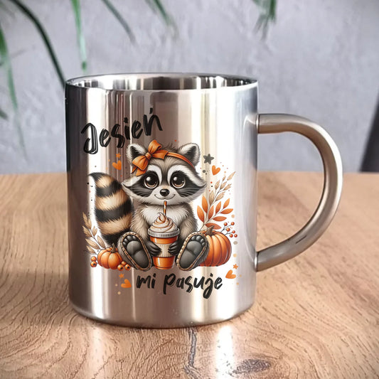 Kubek metalowy jesienny - Jesień mi pasuje JS25 - StoryCups.pl