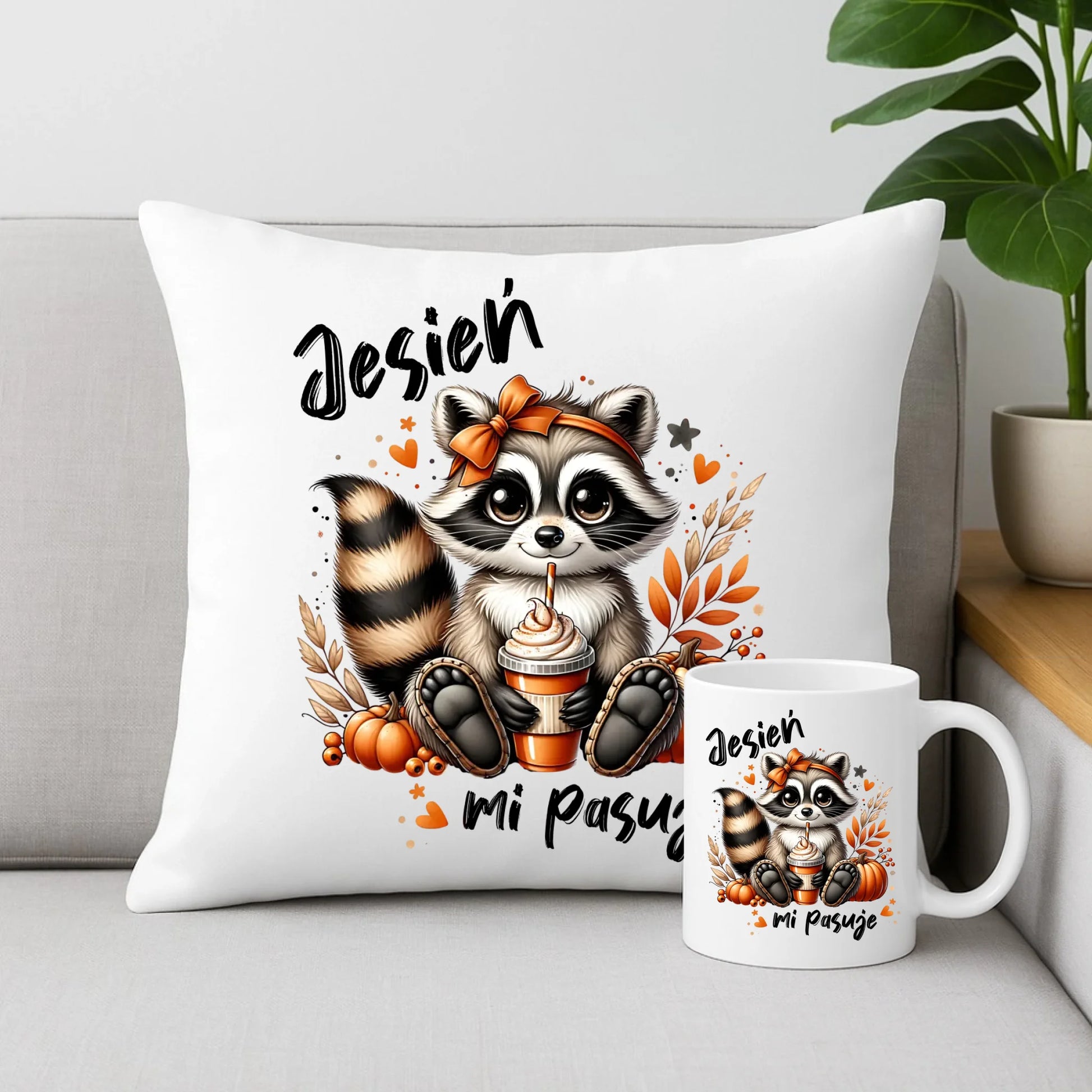 Zestaw poduszka i kubek jesienny - Jesień mi pasuje JS25 - StoryCups.pl