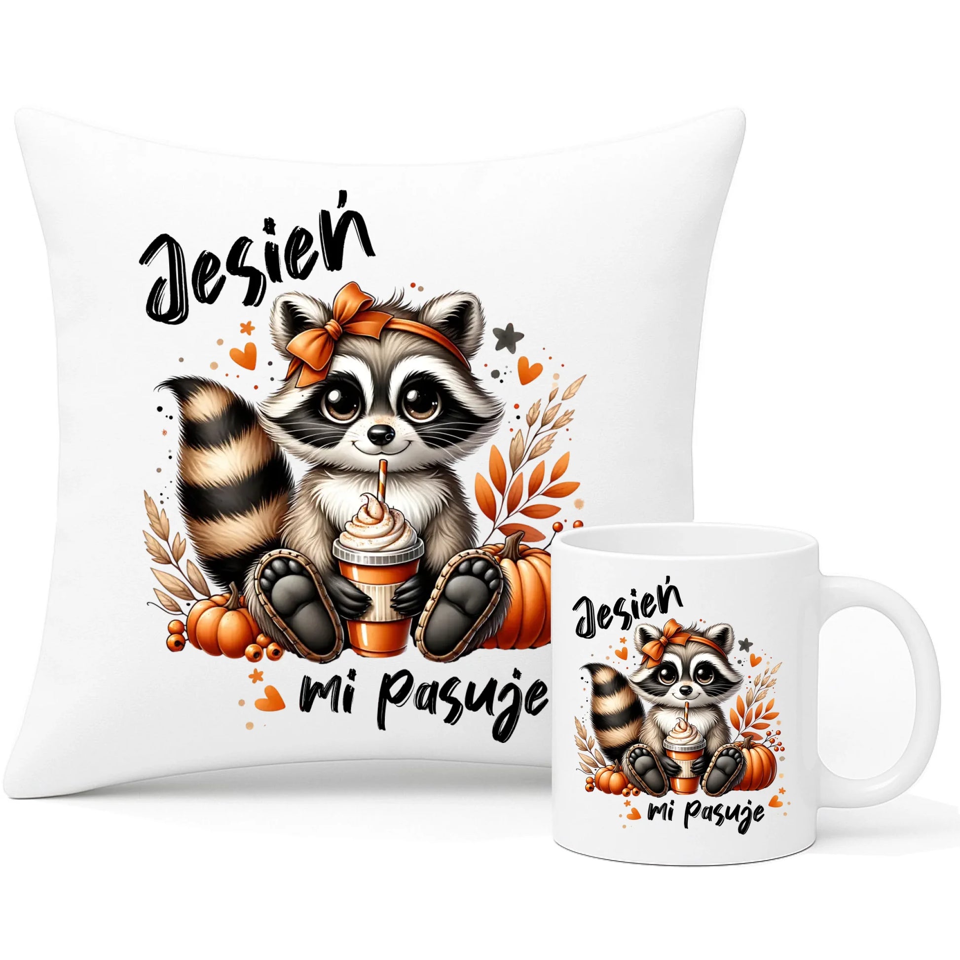 Zestaw poduszka i kubek jesienny - Jesień mi pasuje JS25 - StoryCups.pl
