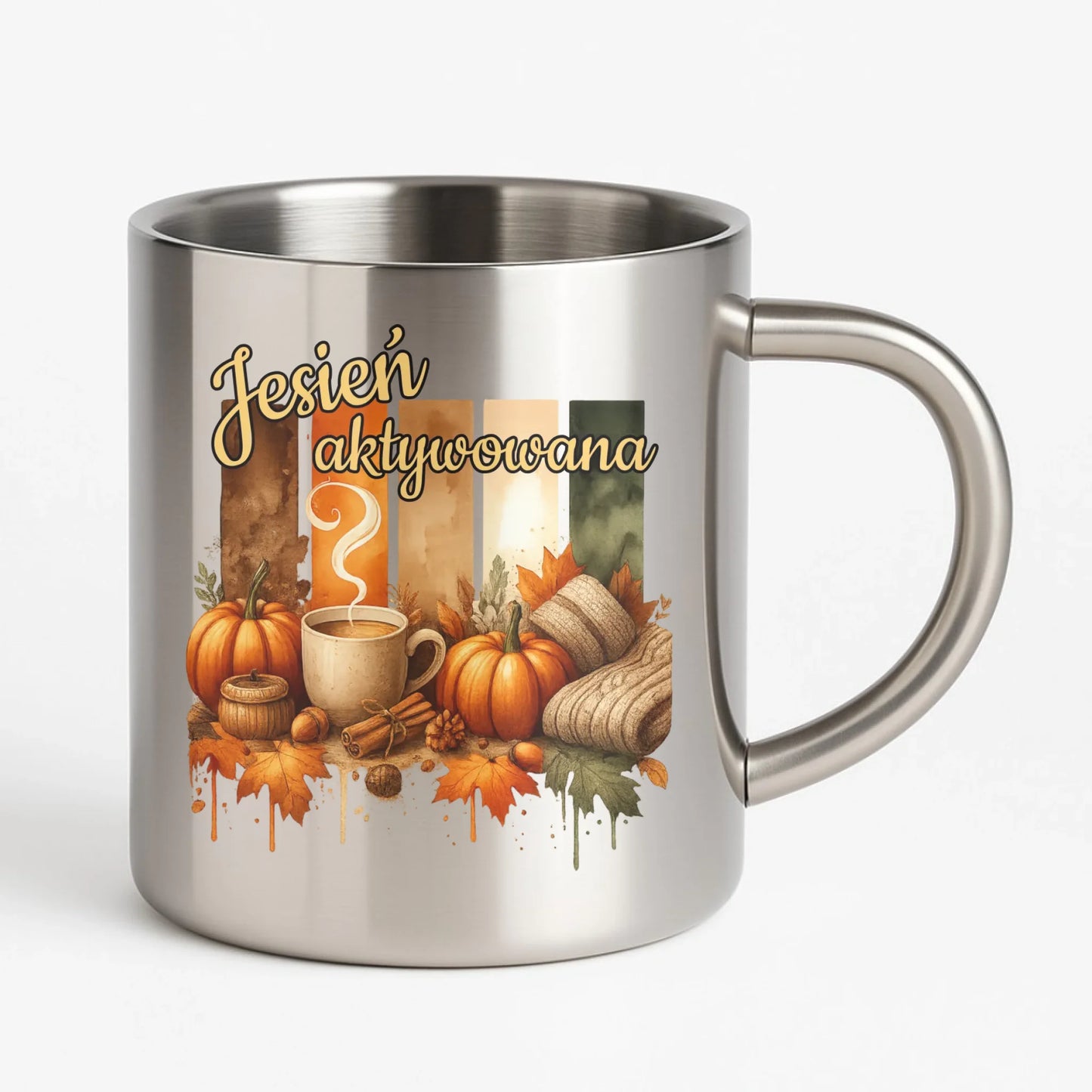 Kubek metalowy jesienny - Jesień aktywowana JS26 - StoryCups.pl