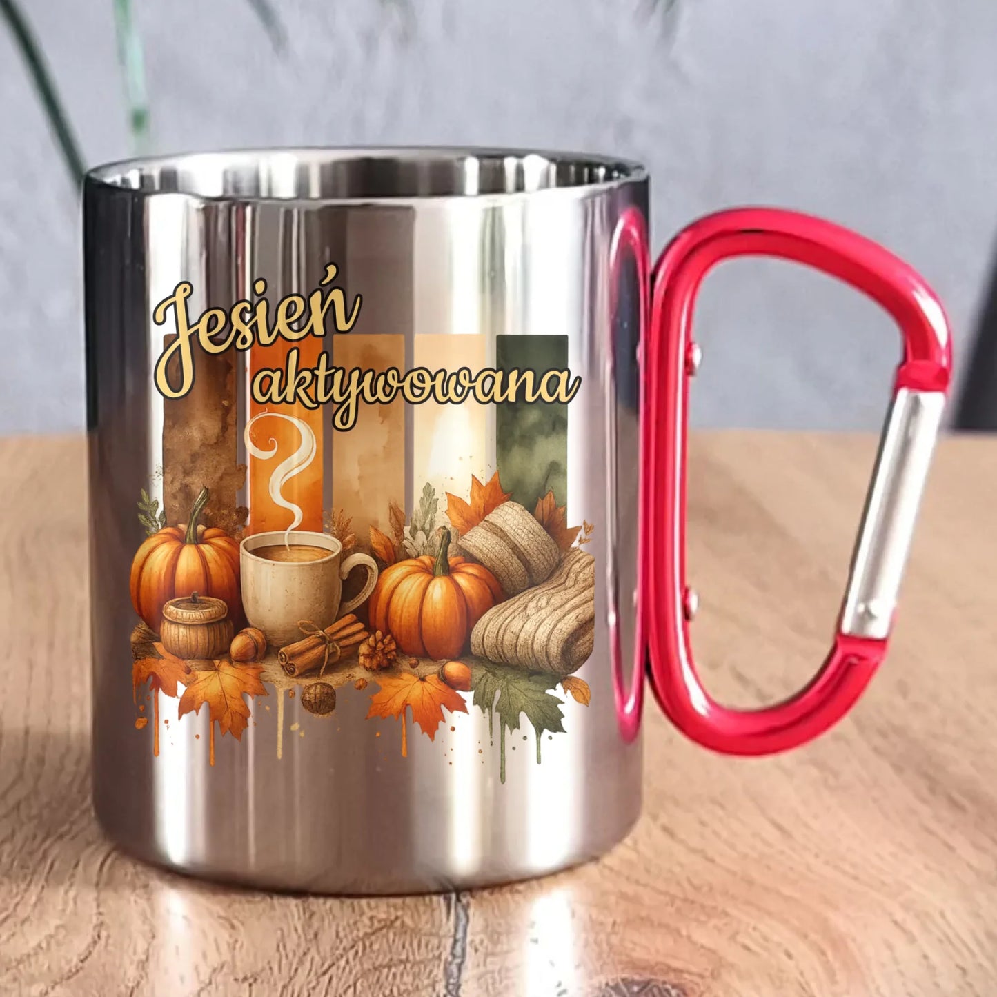 Kubek metalowy jesienny - Jesień aktywowana JS26 - StoryCups.pl