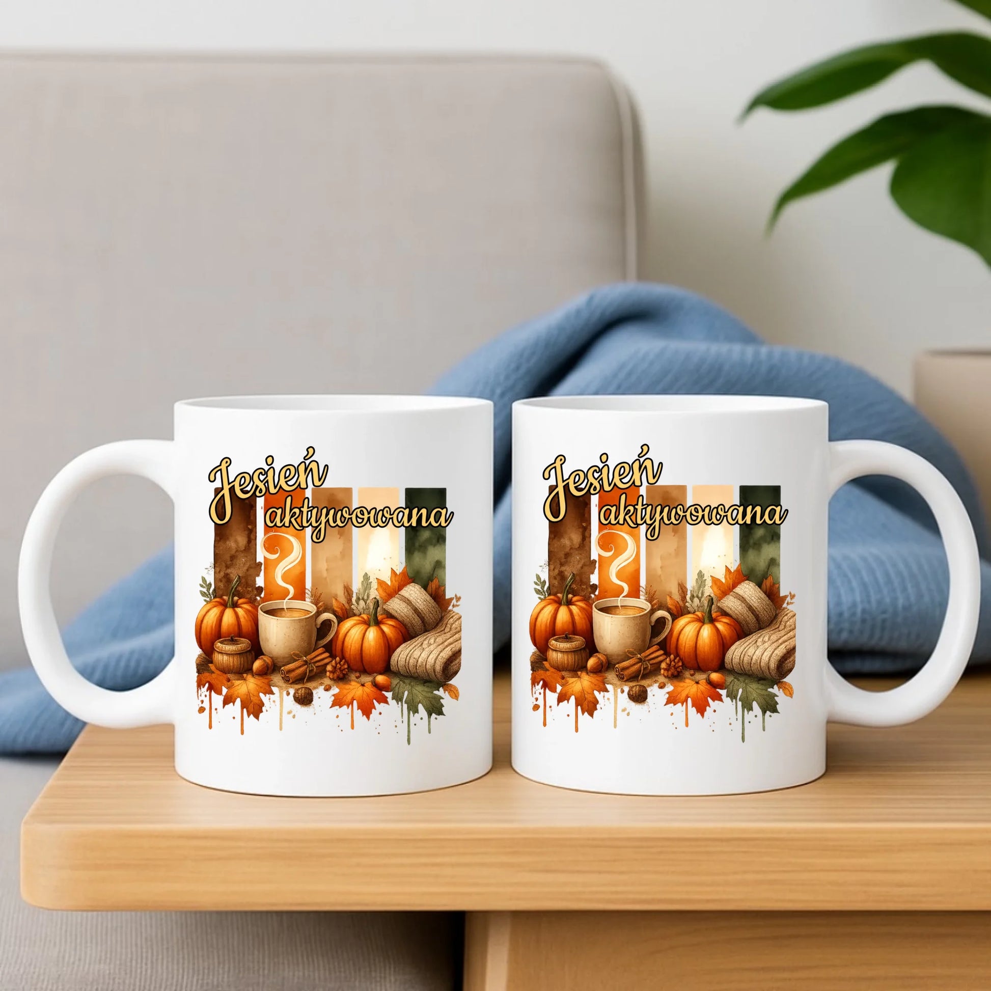Zestaw poduszka i kubek jesienny - Jesień aktywowana JS26 - StoryCups.pl