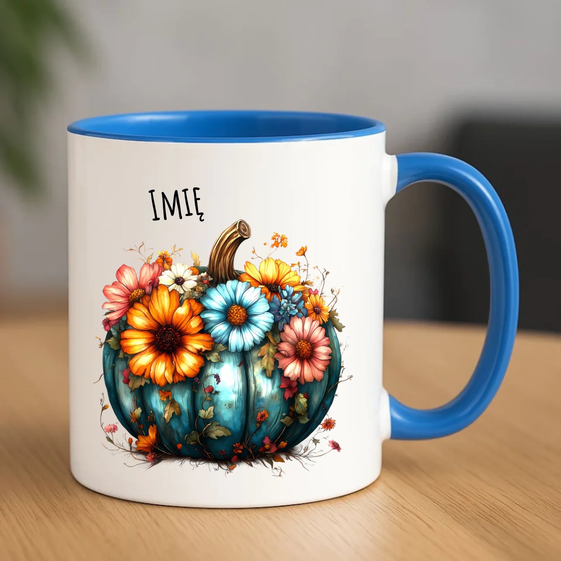 Kubek jesienny - Kwiatowa dynia - personalizowany JS27 - StoryCups.pl