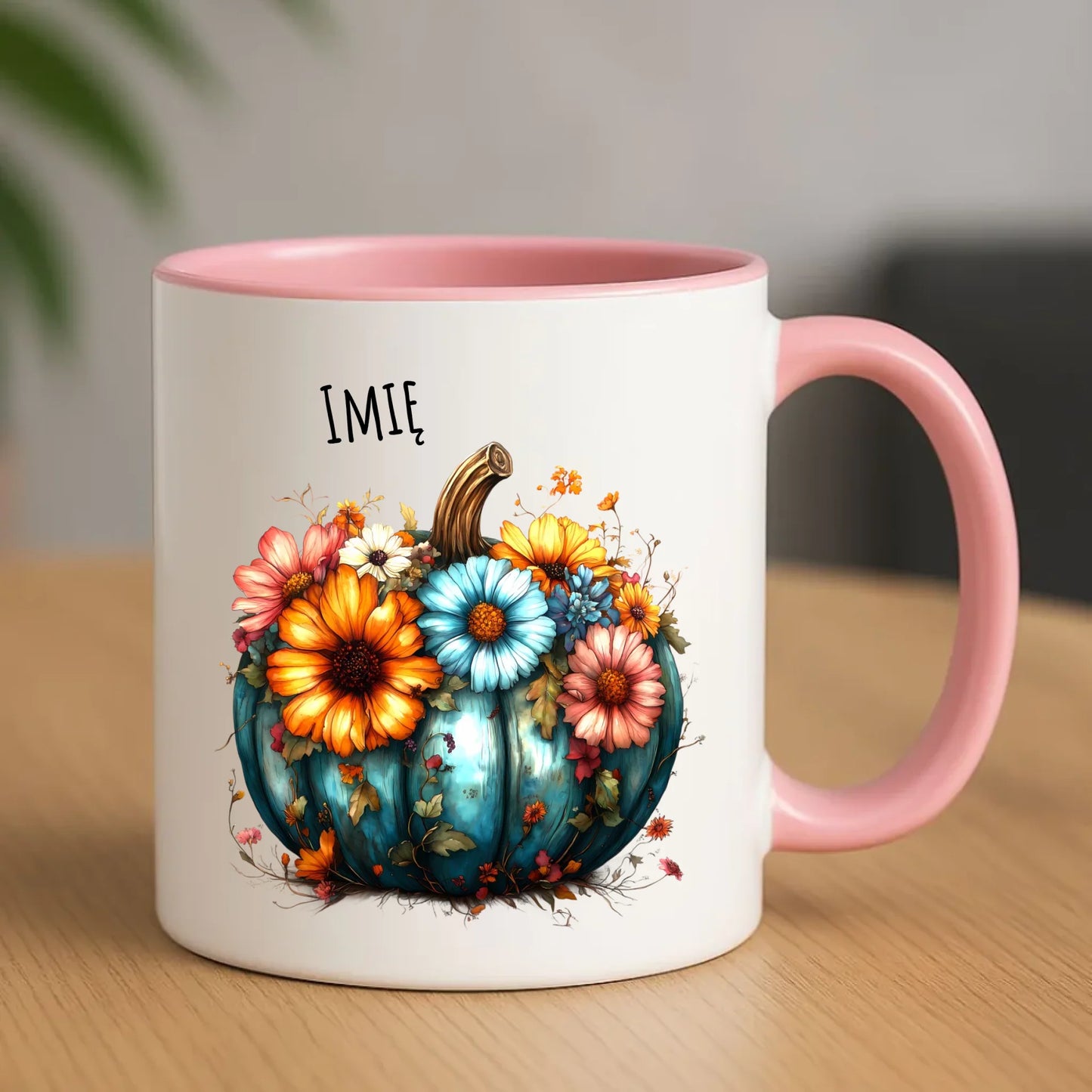 Kubek jesienny - Kwiatowa dynia - personalizowany JS27 - StoryCups.pl