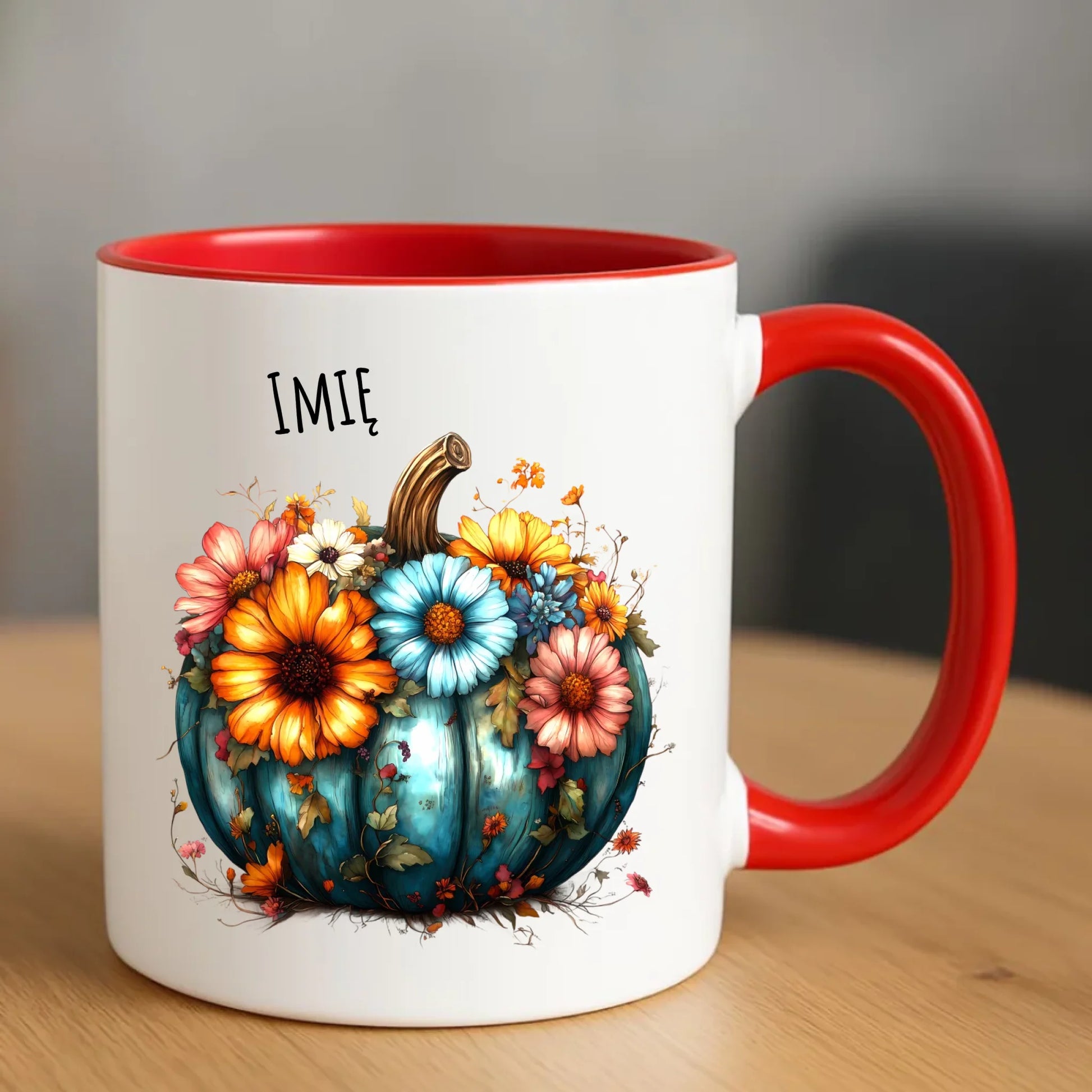 Kubek jesienny - Kwiatowa dynia - personalizowany JS27 - StoryCups.pl