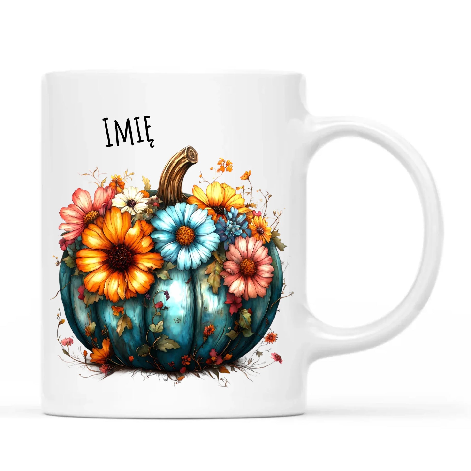 Kubek jesienny - Kwiatowa dynia - personalizowany JS27 - StoryCups.pl