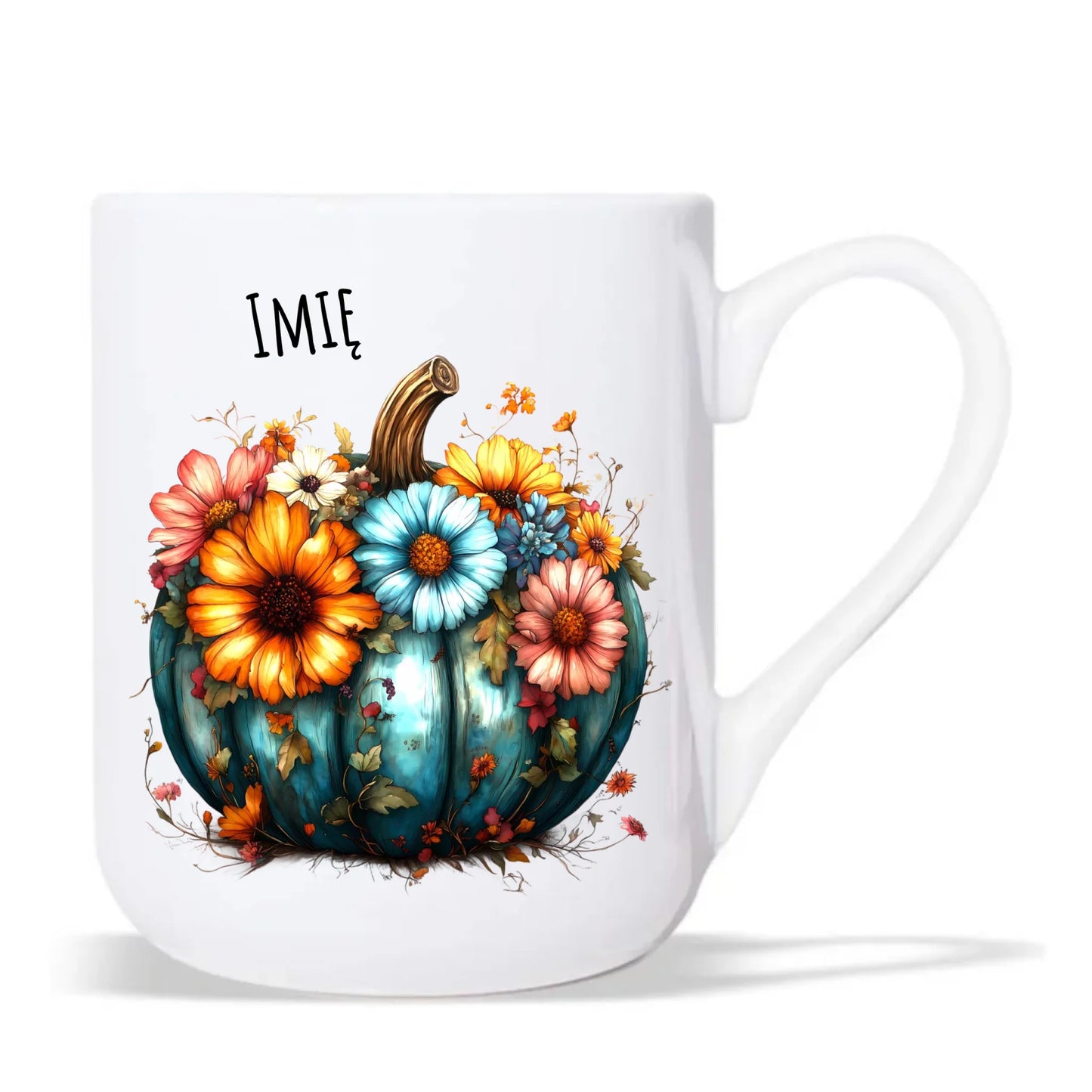 Kubek elegant jesienny - Kwiatowa dynia - personalizowany JS27 - StoryCups.pl