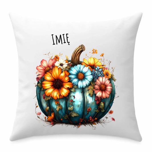 Poduszka jesienna - Kwiatowa dynia - personalizowana JS27 - StoryCups.pl