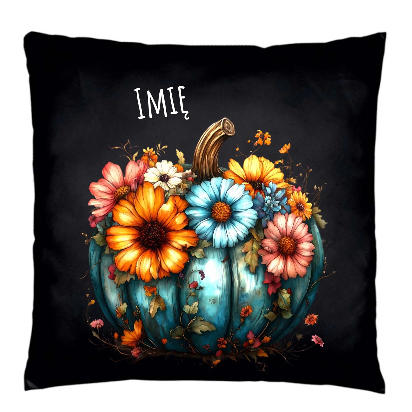 Poduszka dekoracyjna jesienna - Kwiatowa dynia - personalizowana JS27 - StoryCups.pl