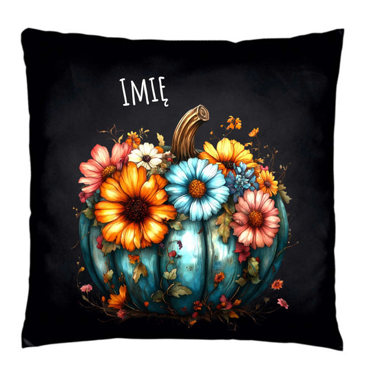 Poduszka dekoracyjna jesienna - Kwiatowa dynia - personalizowana JS27 - StoryCups.pl