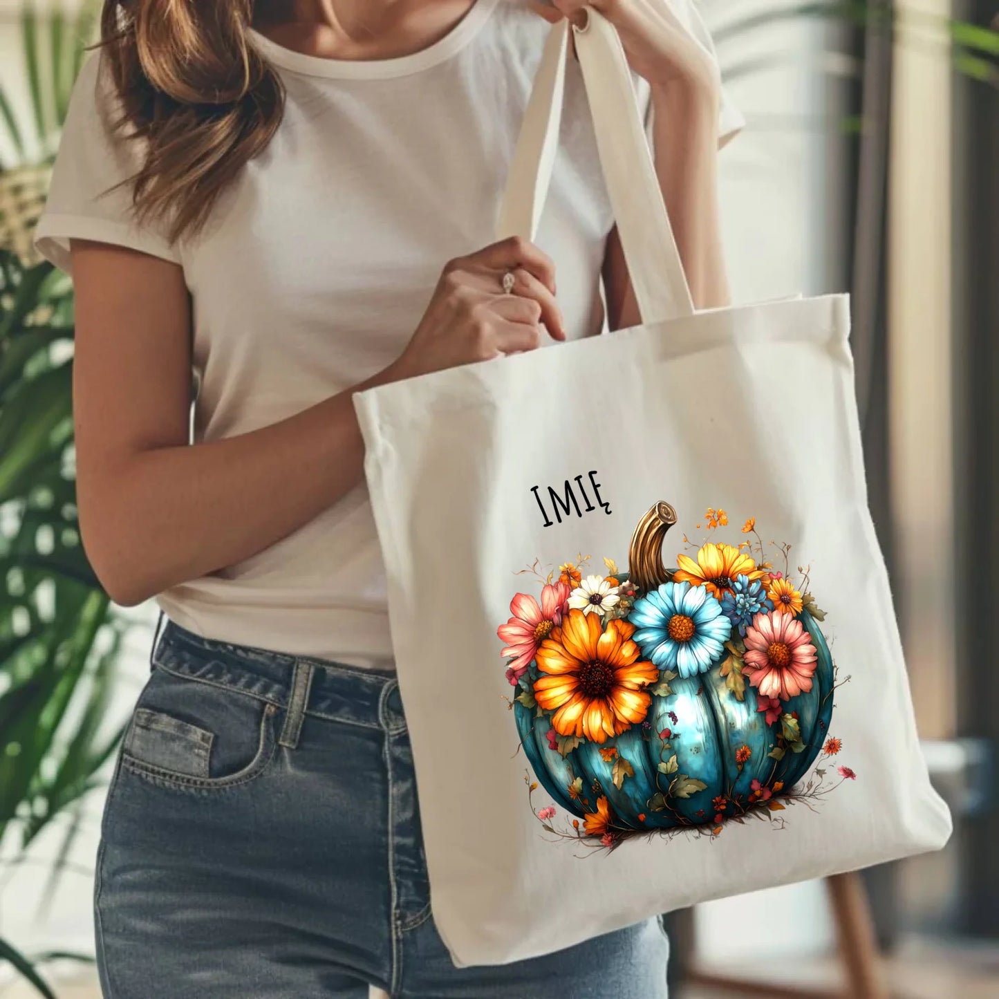 Torba jesienna - Kwiatowa dynia - personalizowana JS27 - StoryCups.pl