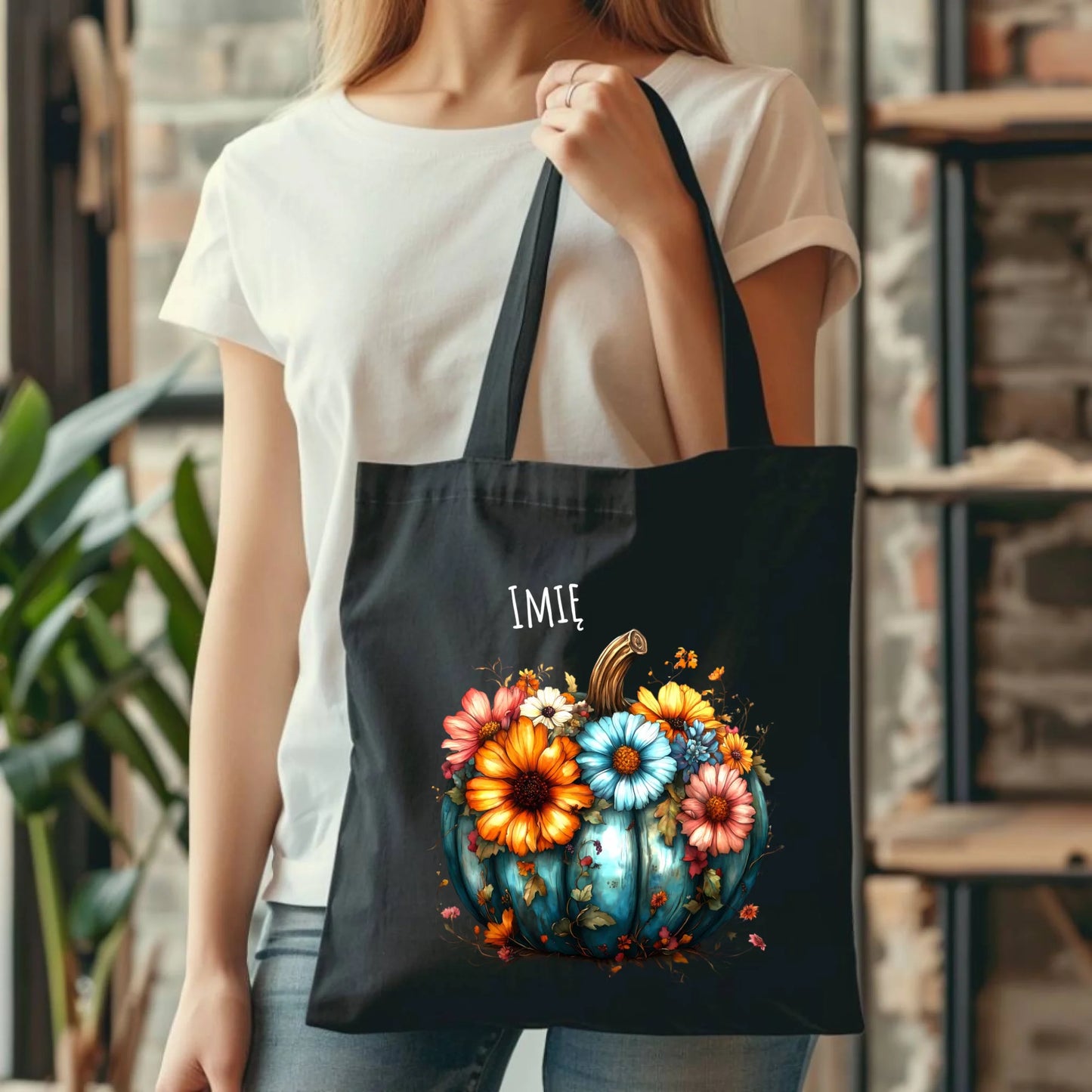 Torba jesienna - Kwiatowa dynia - personalizowana JS27 - StoryCups.pl