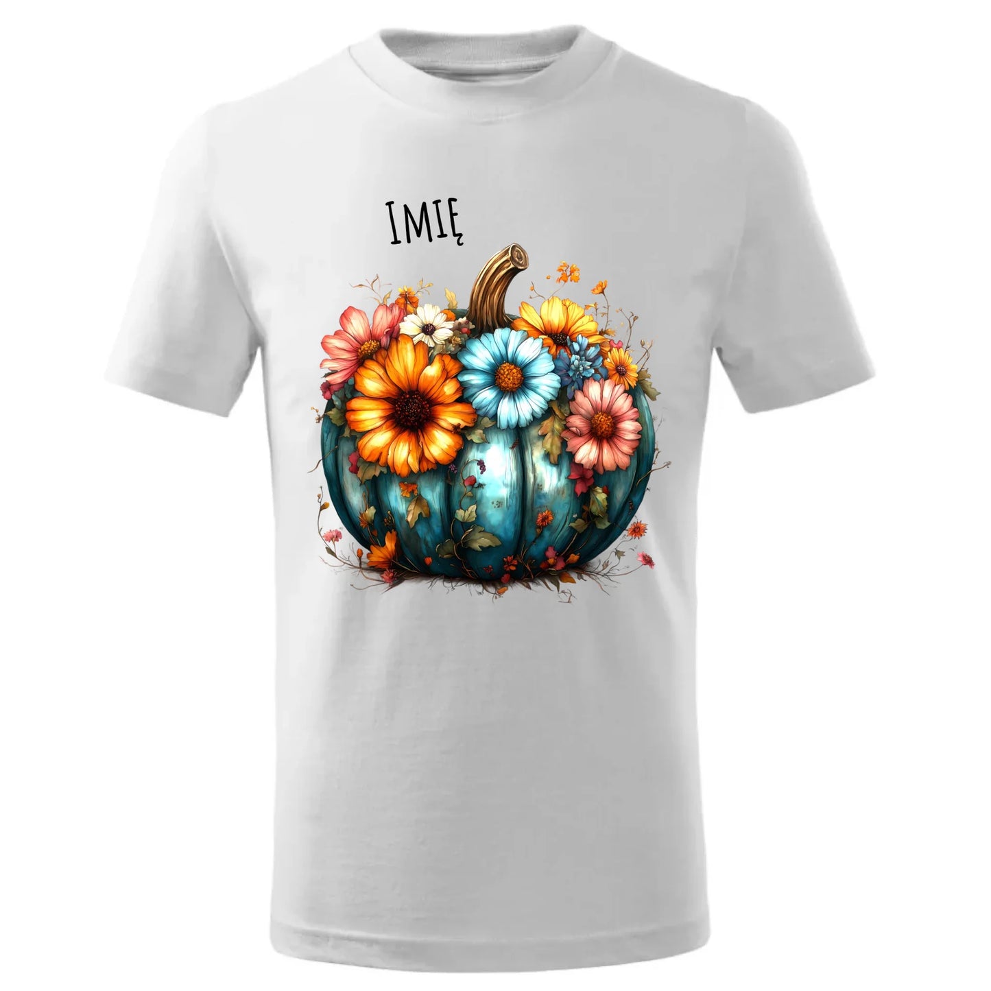 Koszulka dziecięca jesienna - Kwiatowa dynia - personalizowana JS27 - StoryCups.pl