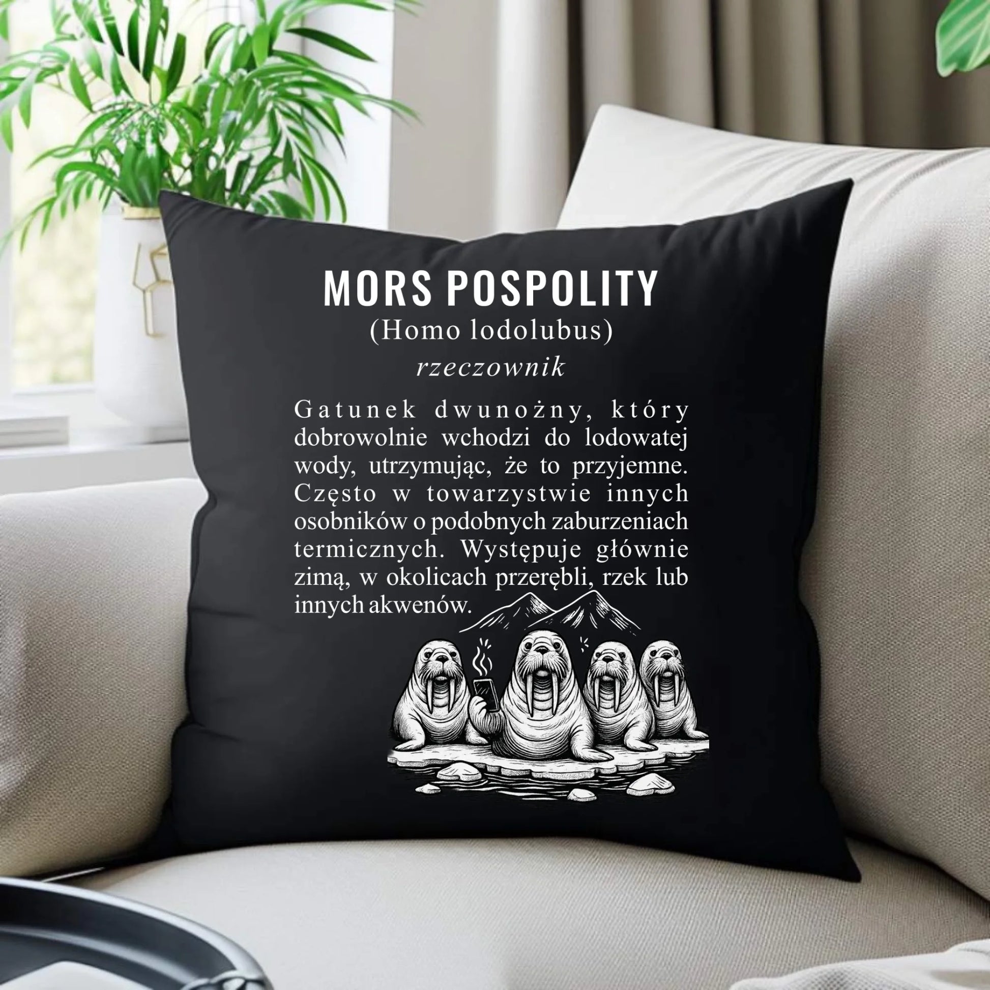 Poduszka dekoracyjna - prezent dla morsa - Mors pospolity [Homo lodolubus] HM12 - StoryCups.pl