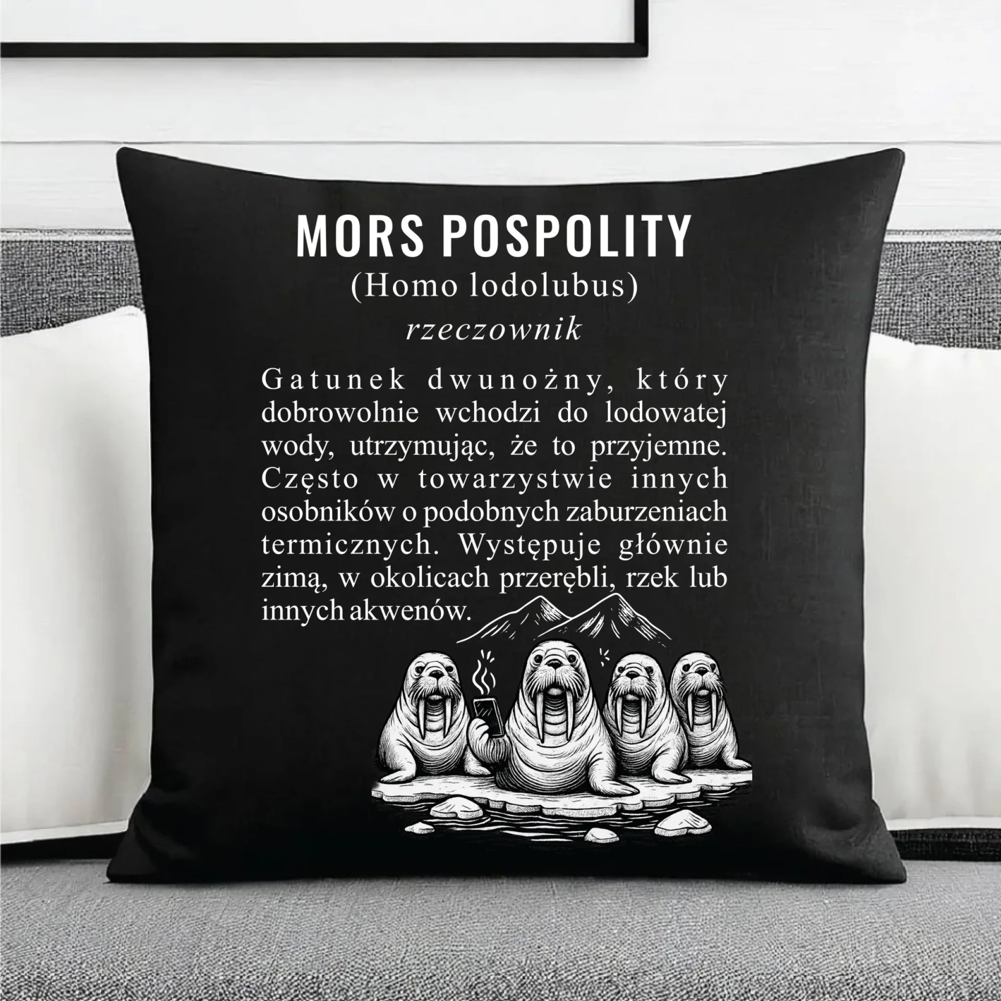 Poduszka dekoracyjna - prezent dla morsa - Mors pospolity [Homo lodolubus] HM12 - StoryCups.pl