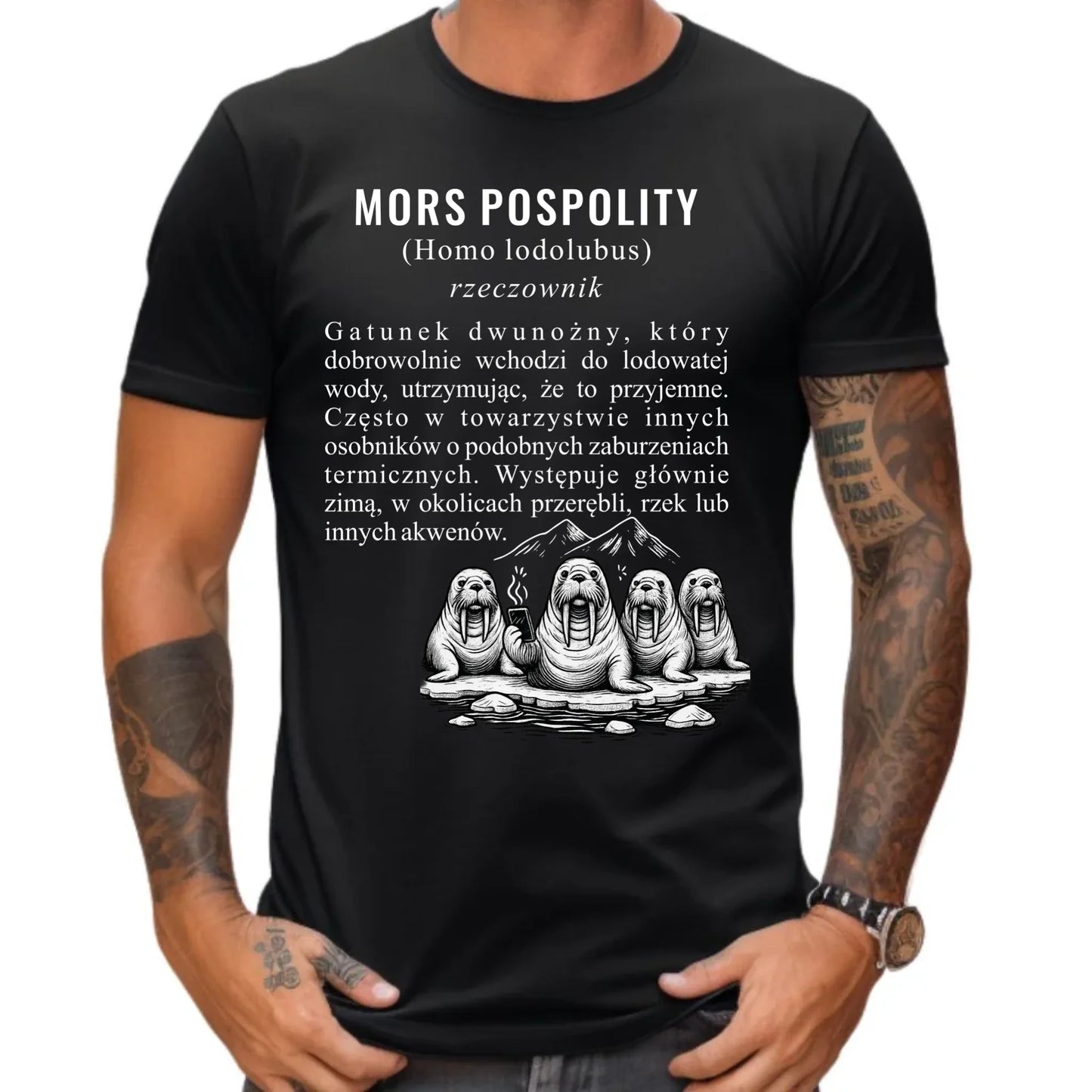 Koszulka męska - prezent dla morsa - Mors pospolity [Homo lodolubus] HM12 - StoryCups.pl