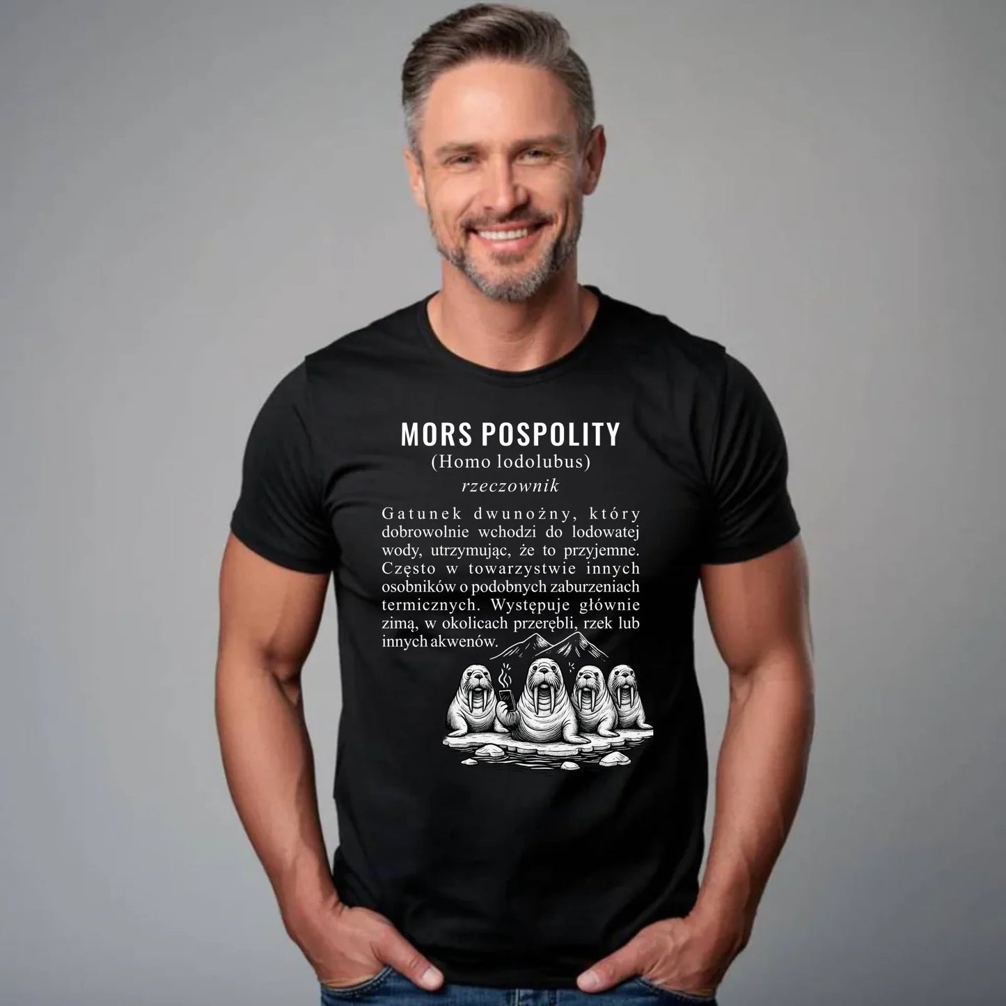 Koszulka męska - prezent dla morsa - Mors pospolity [Homo lodolubus] HM12 - StoryCups.pl