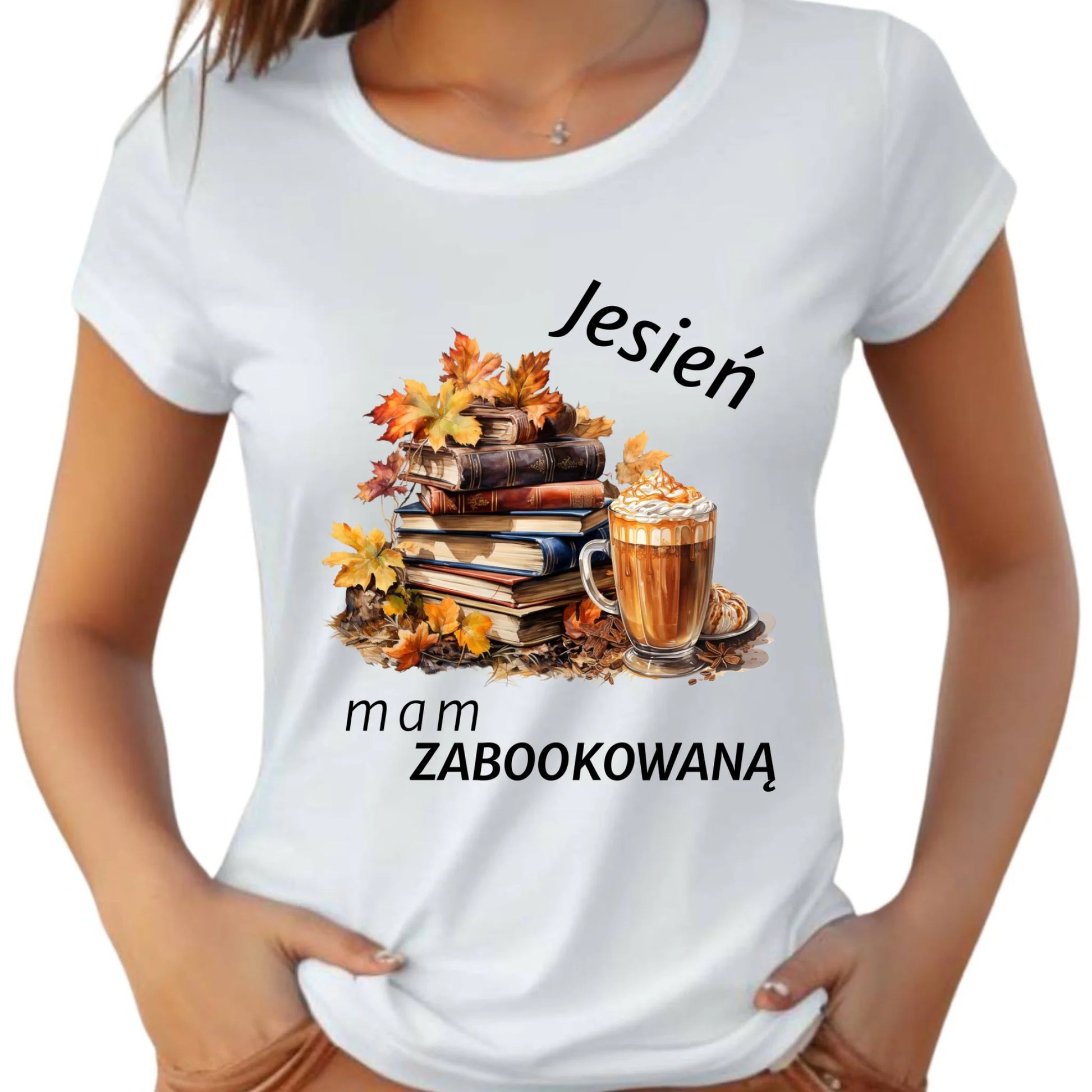 Koszulka damska jesienna - Jesień mam zabookowaną JS28 - StoryCups.pl