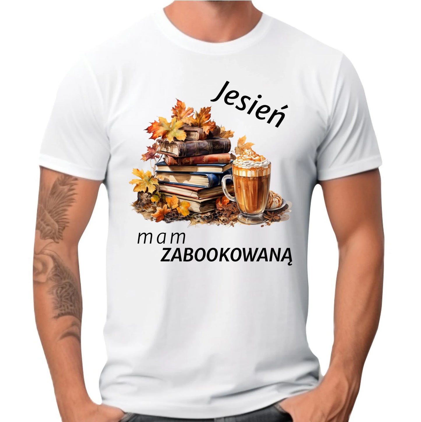 Koszulka męska jesienna - Jesień mam zabookowaną JS28 - StoryCups.pl