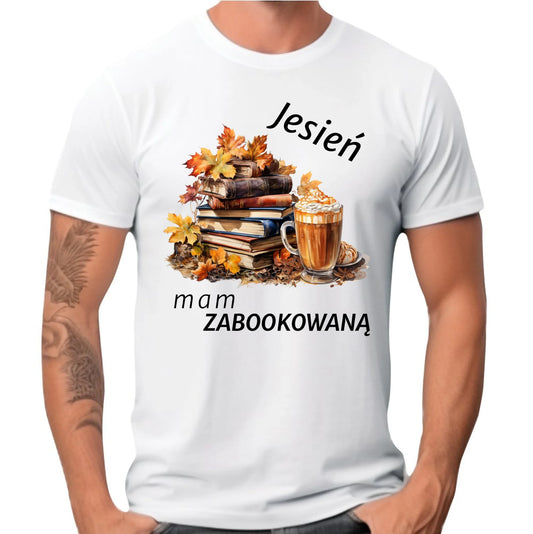 Koszulka męska jesienna - Jesień mam zabookowaną JS28 - StoryCups.pl