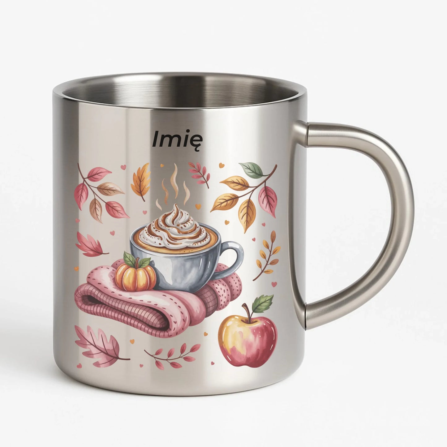 Kubek metalowy jesienny - Przytulna jesień - personalizowany JS29 - StoryCups.pl