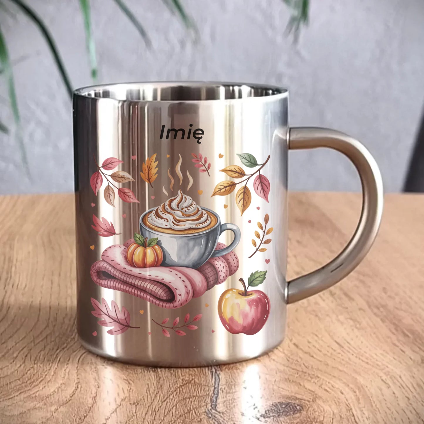 Kubek metalowy jesienny - Przytulna jesień - personalizowany JS29 - StoryCups.pl