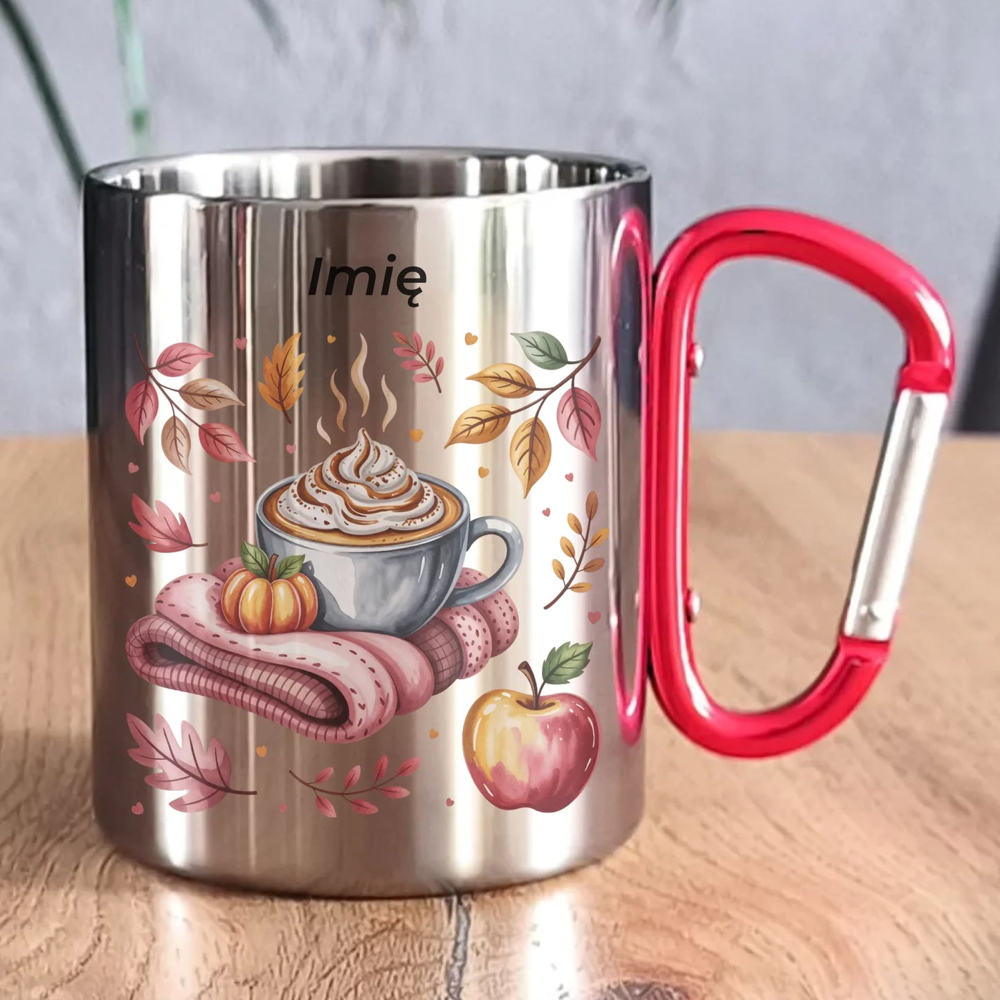 Kubek metalowy jesienny - Przytulna jesień - personalizowany JS29 - StoryCups.pl