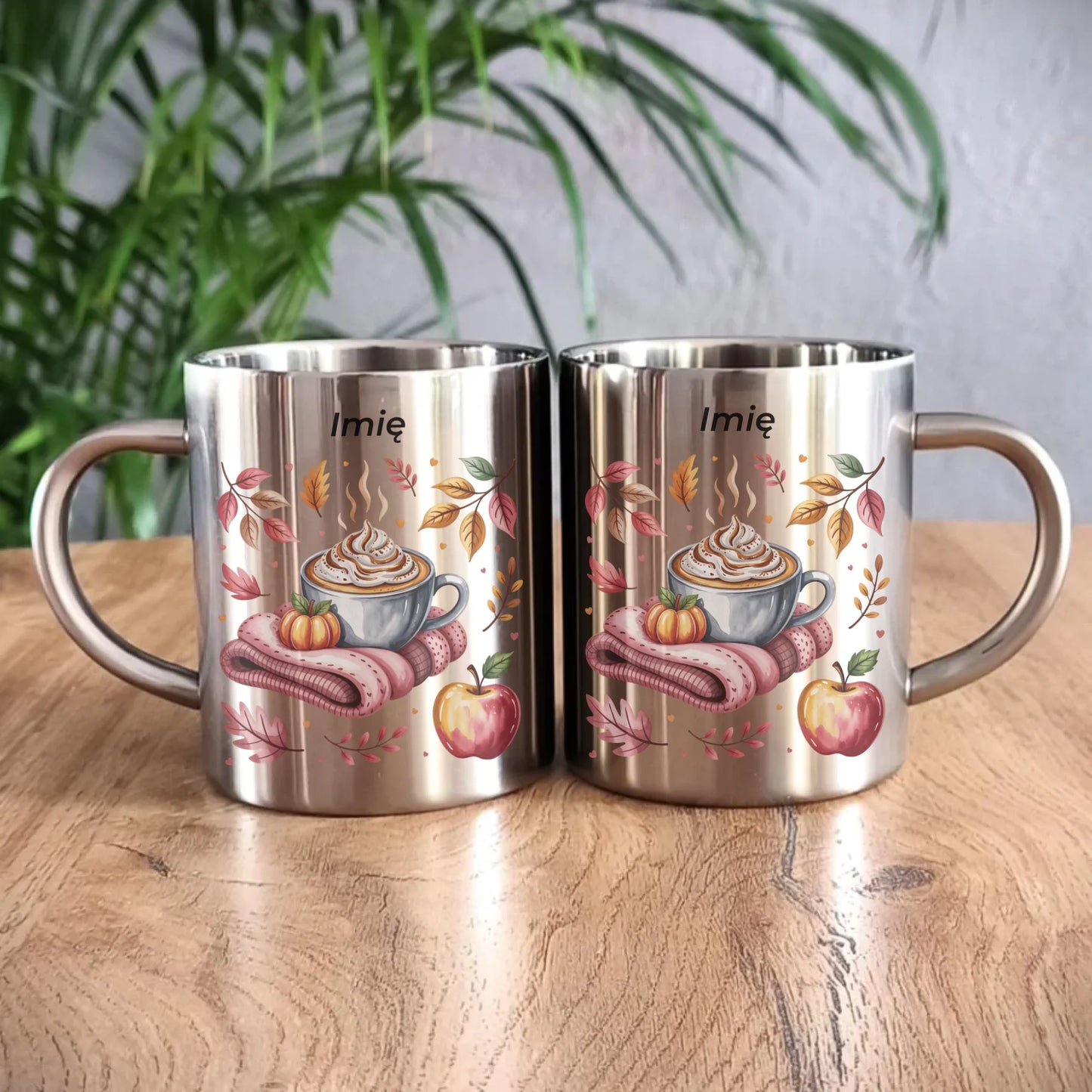 Kubek metalowy jesienny - Przytulna jesień - personalizowany JS29 - StoryCups.pl