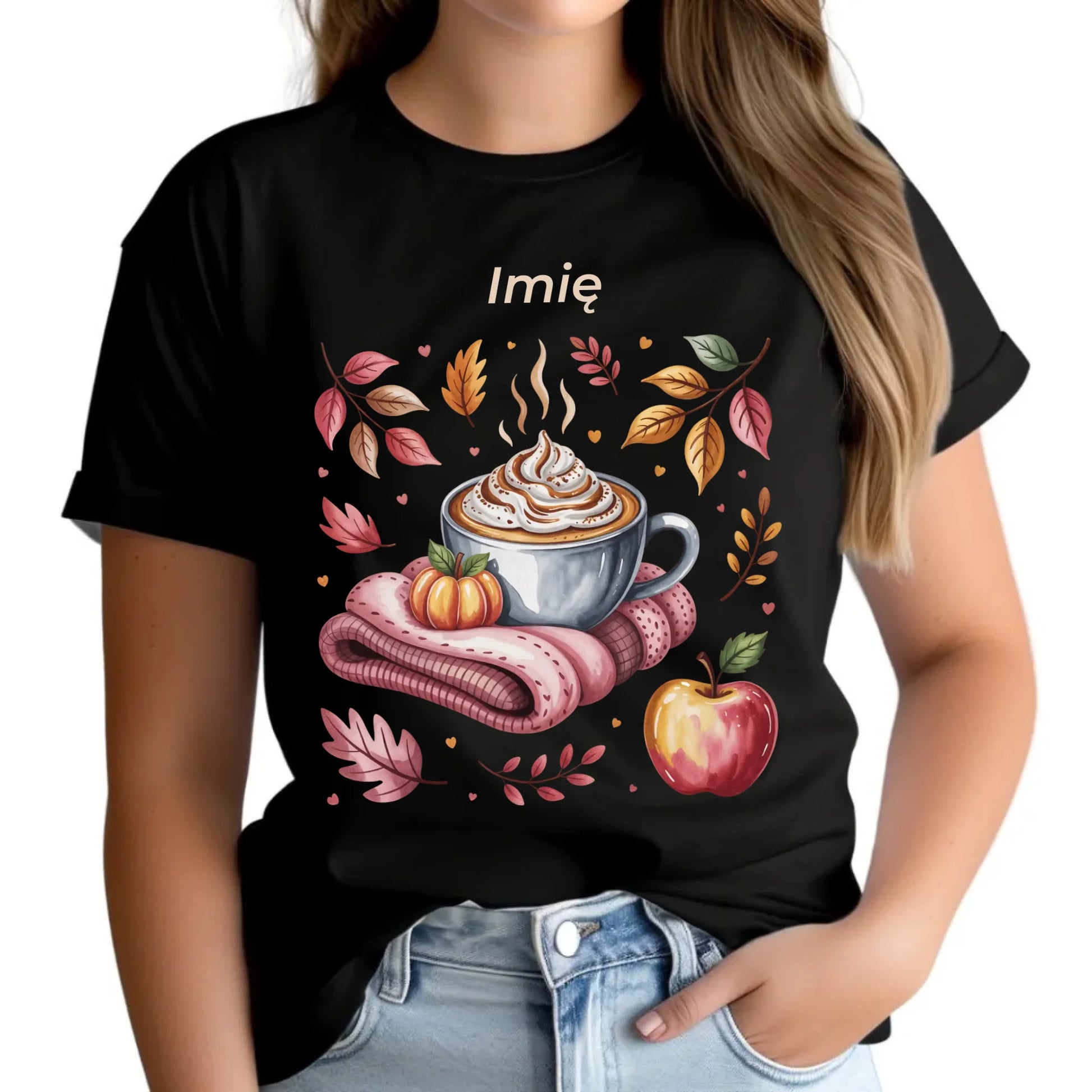 Koszulka damska jesienna - Przytulna jesień - personalizowana JS29 - StoryCups.pl