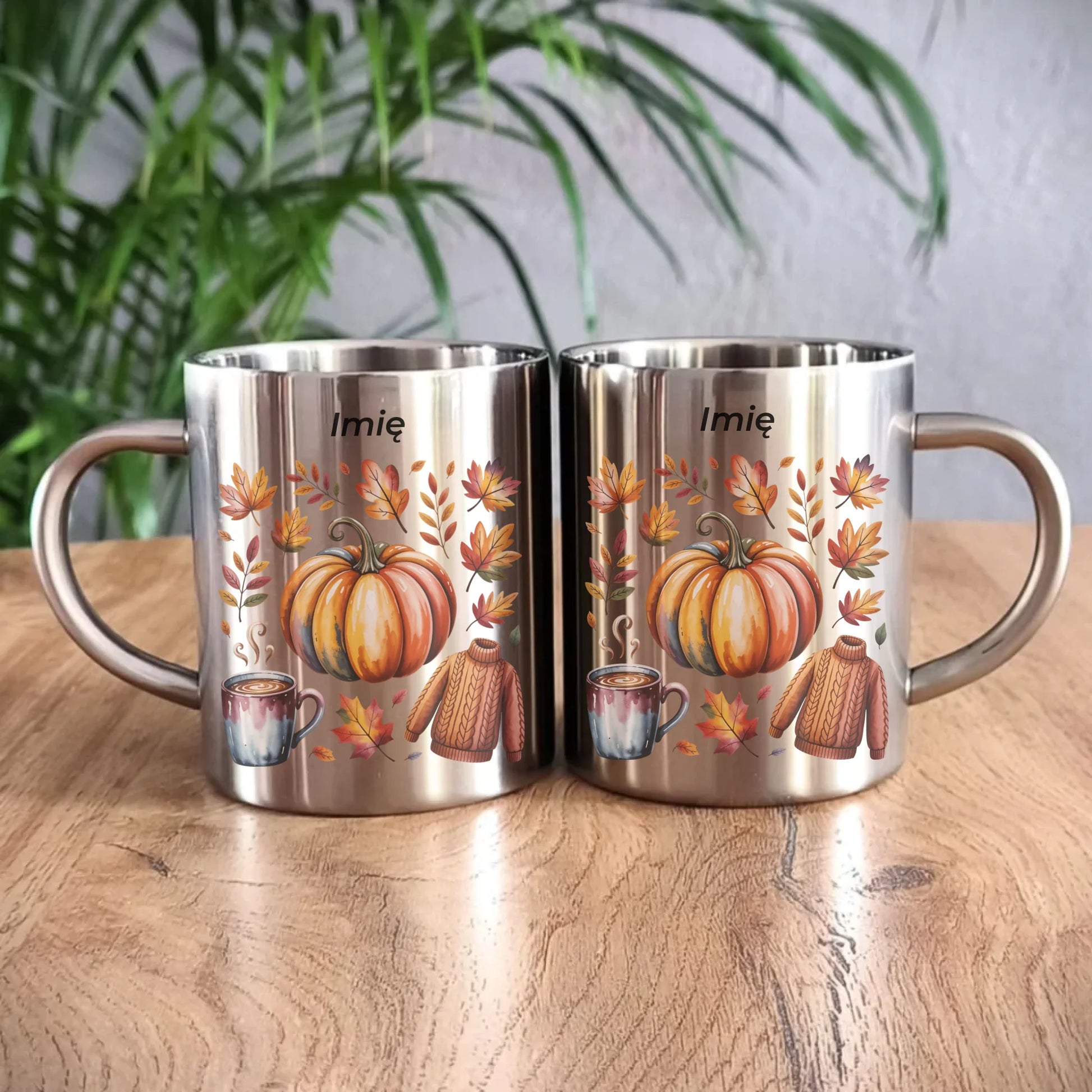 Kubek metalowy jesienny - Złota jesień - personalizowany JS30 - StoryCups.pl