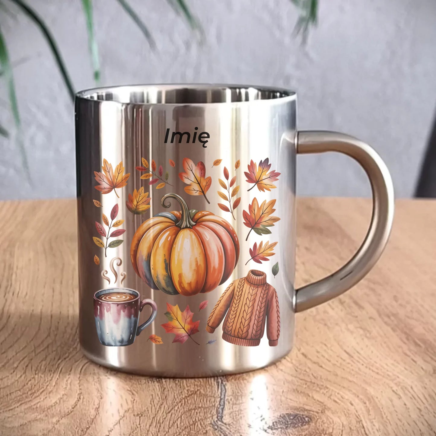 Kubek metalowy jesienny - Złota jesień - personalizowany JS30 - StoryCups.pl