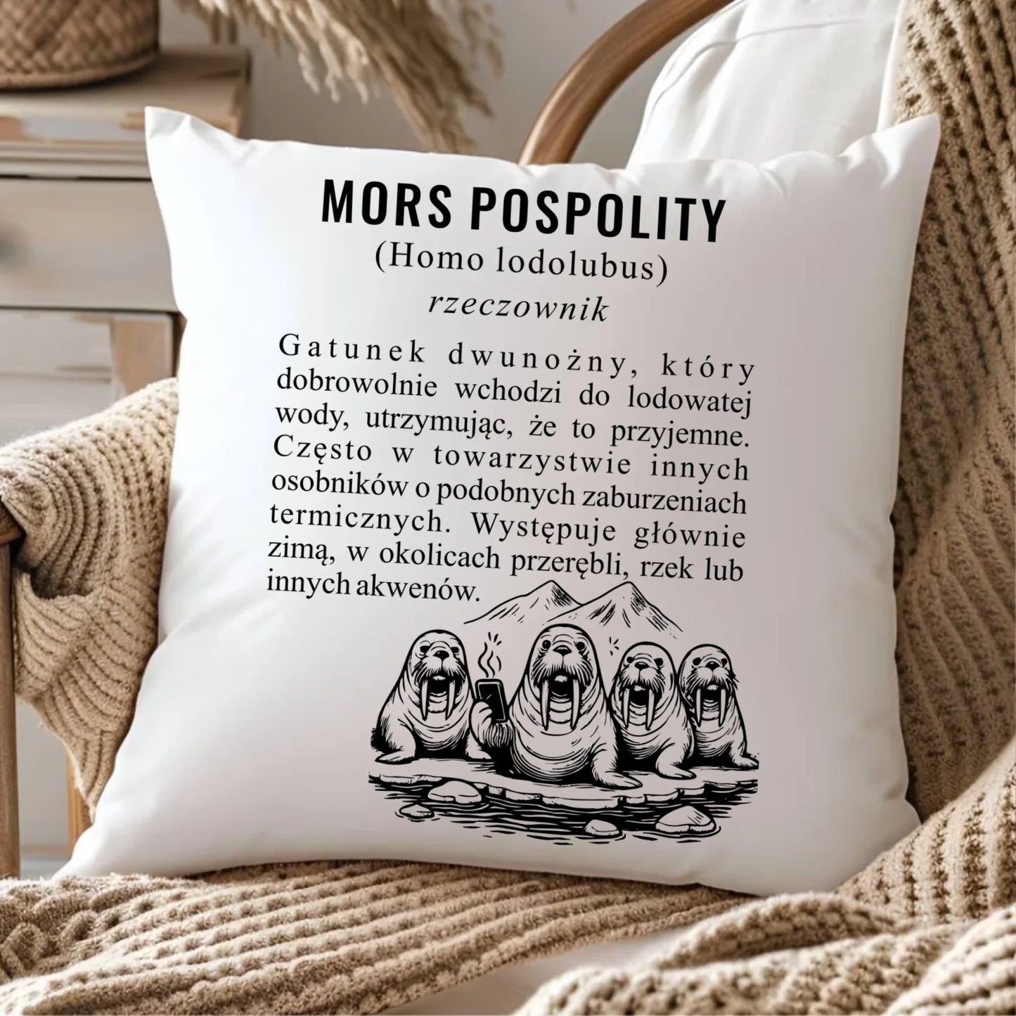 Poduszka - prezent dla morsa - Mors pospolity [Homo lodolubus] HM12 - StoryCups.pl