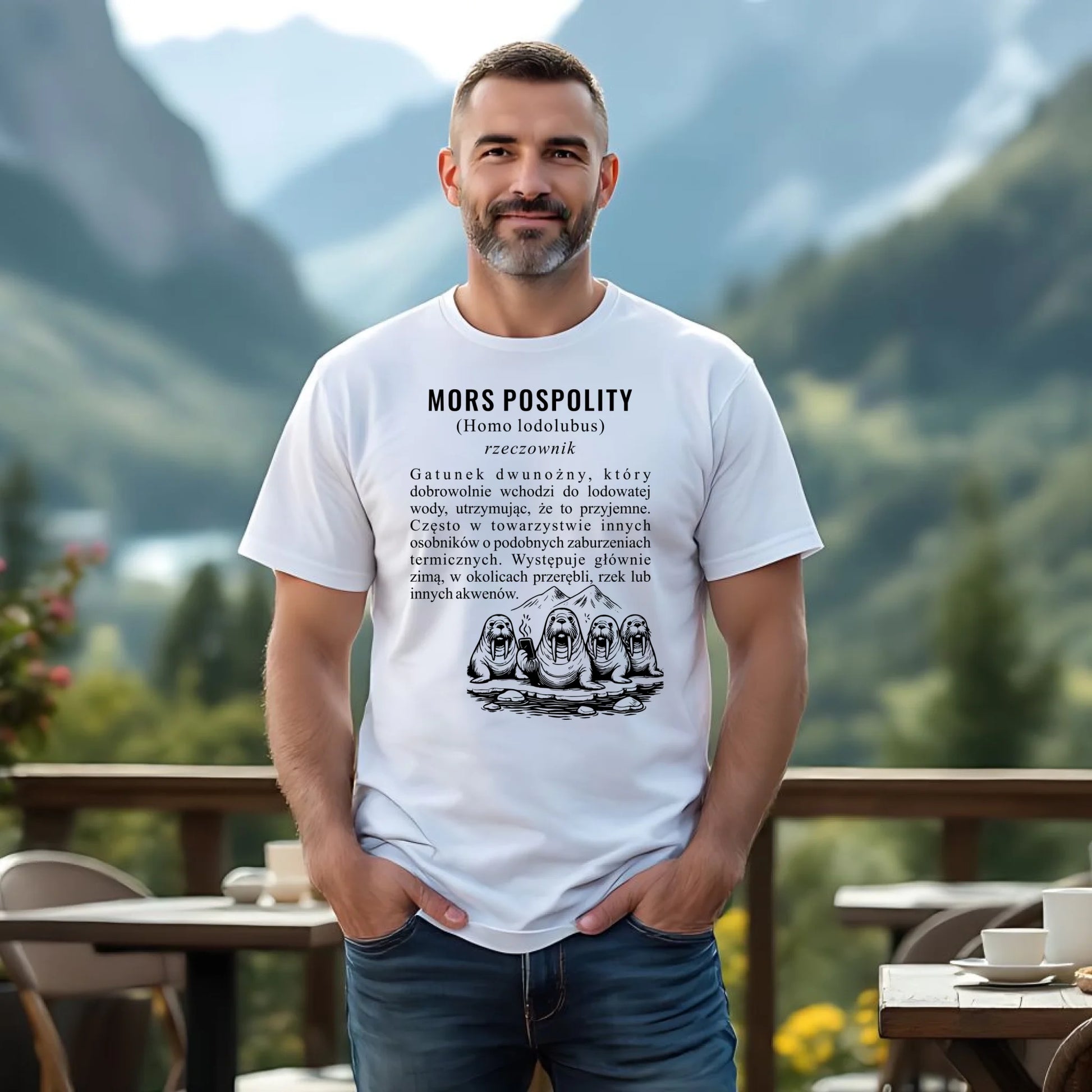 Koszulka męska - prezent dla morsa - Mors pospolity [Homo lodolubus] HM12 - StoryCups.pl