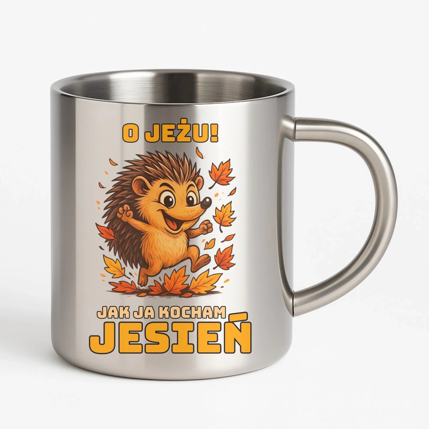Kubek metalowy jesienny - O JEŻU! Jak ja kocham jesień JS31 - StoryCups.pl