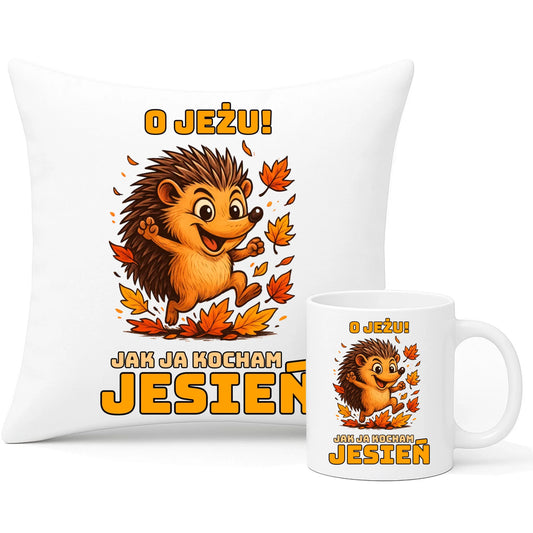 Zestaw poduszka i kubek jesienny - O JEŻU! Jak ja kocham jesień JS31