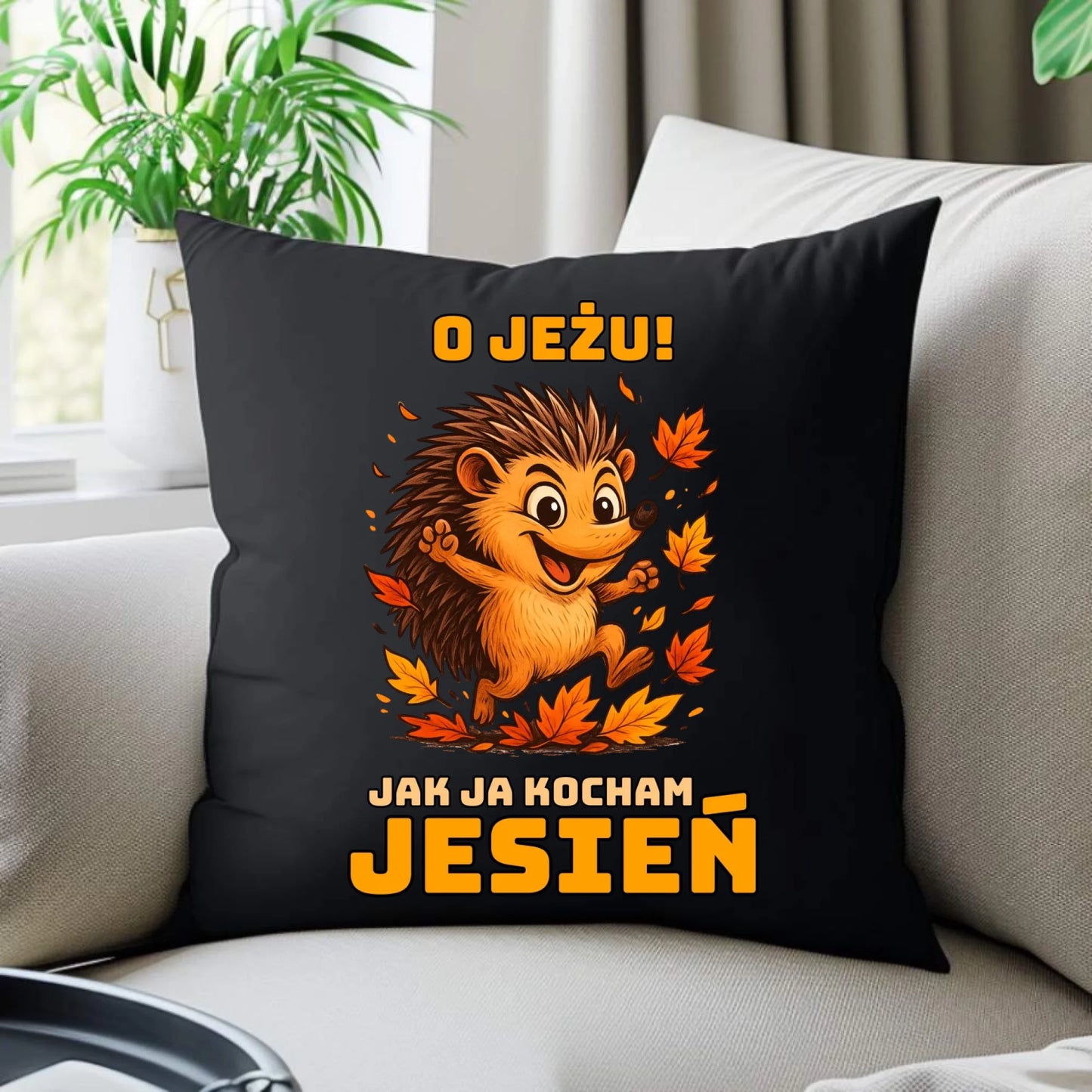 Poduszka dekoracyjna jesienna - O JEŻU! Jak ja kocham jesień JS31 - StoryCups.pl