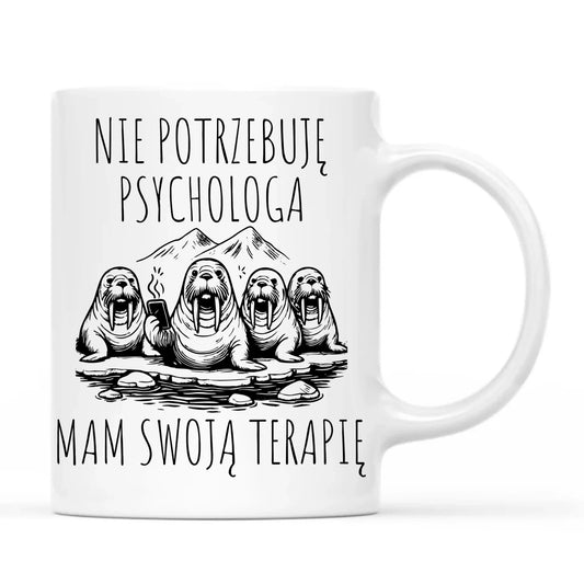 Kubek - prezent dla morsa - Nie potrzebuję psychologa HM14 - StoryCups.pl
