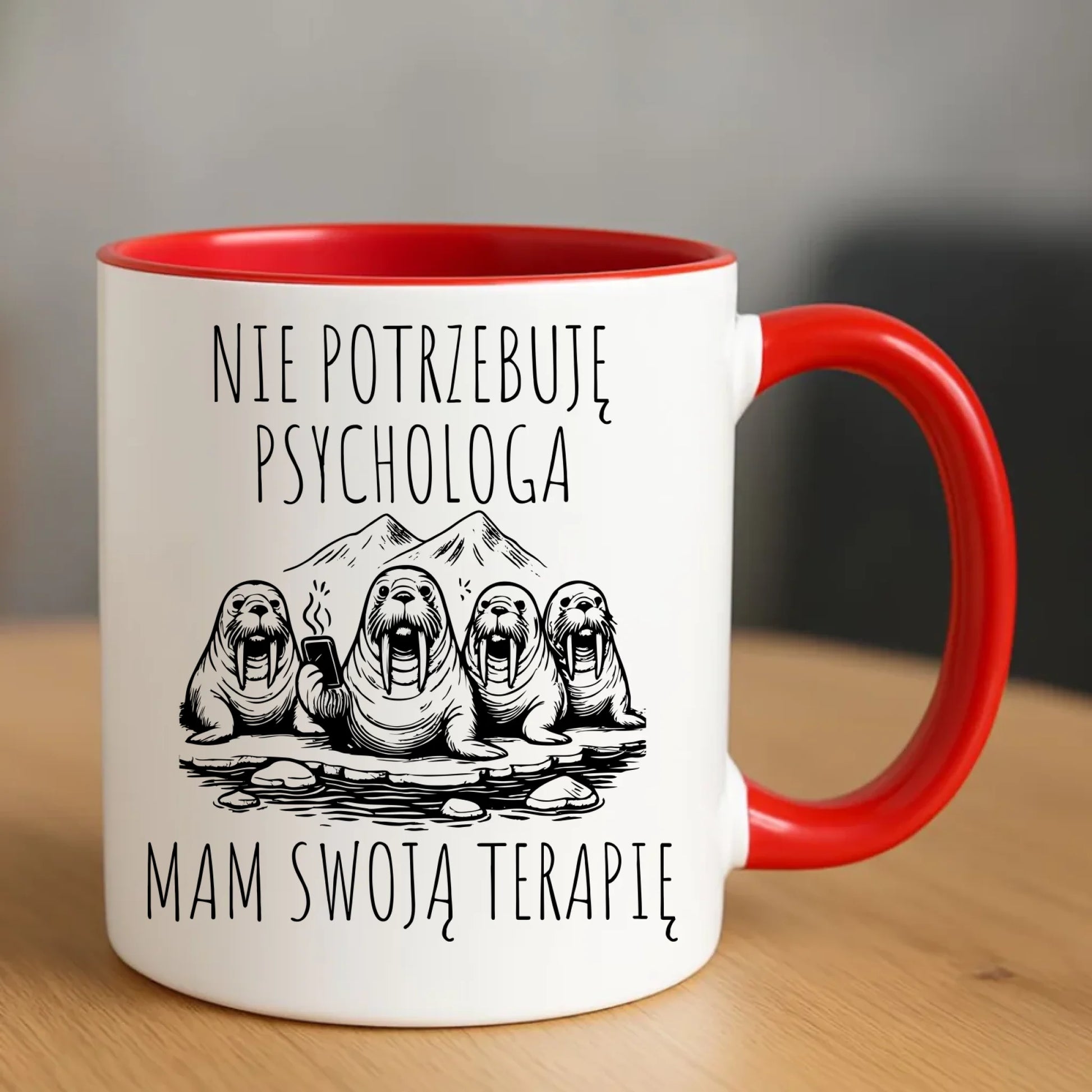 Kubek - prezent dla morsa - Nie potrzebuję psychologa HM14 - StoryCups.pl