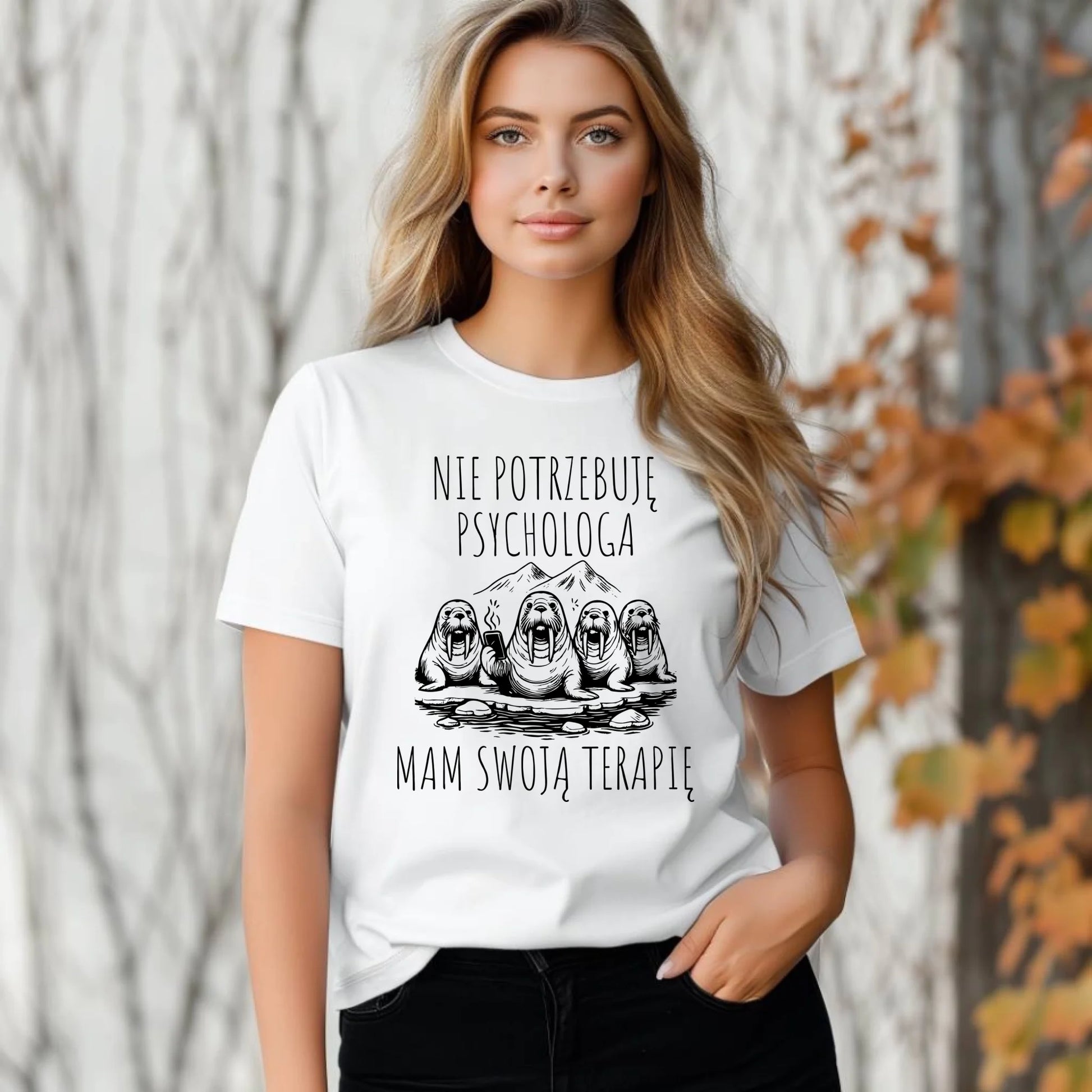 Koszulka damska - prezent dla morsa - Nie potrzebuję psychologa HM14 - StoryCups.pl